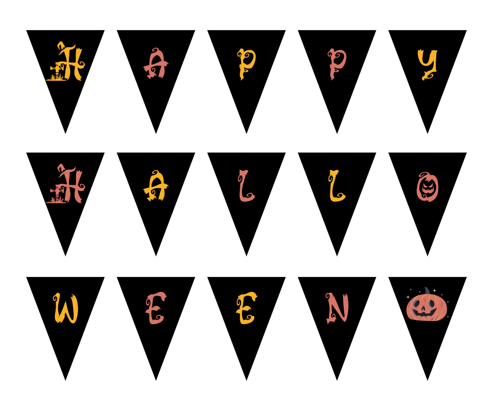 Small Pennants With Halloween Letters Printable