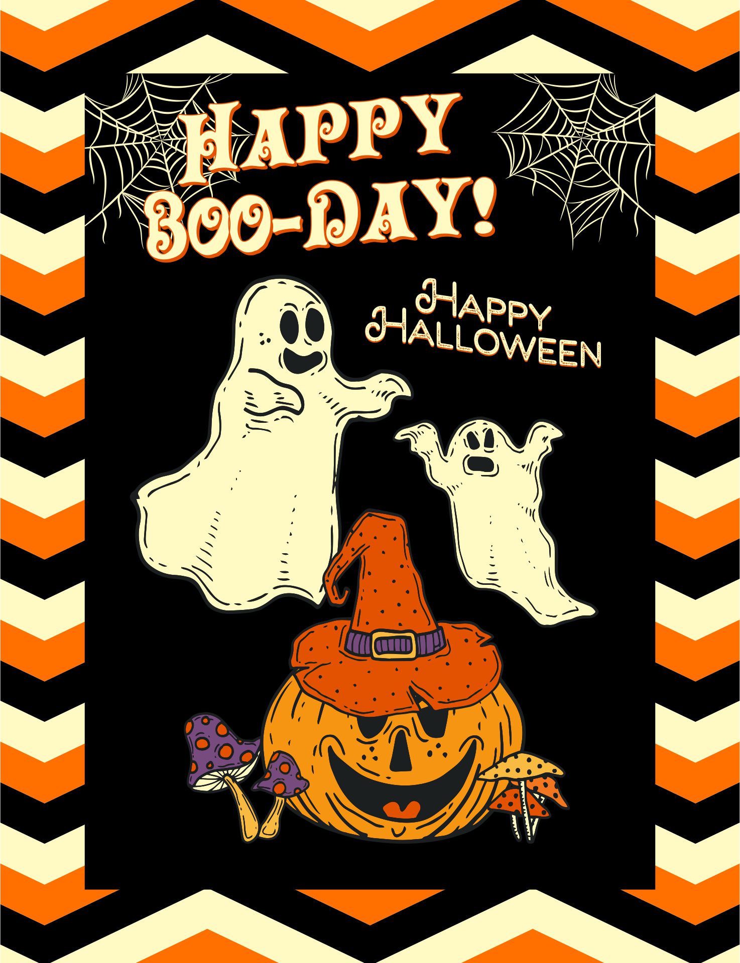 Spooky Greetings Printable Halloween Birthday Card