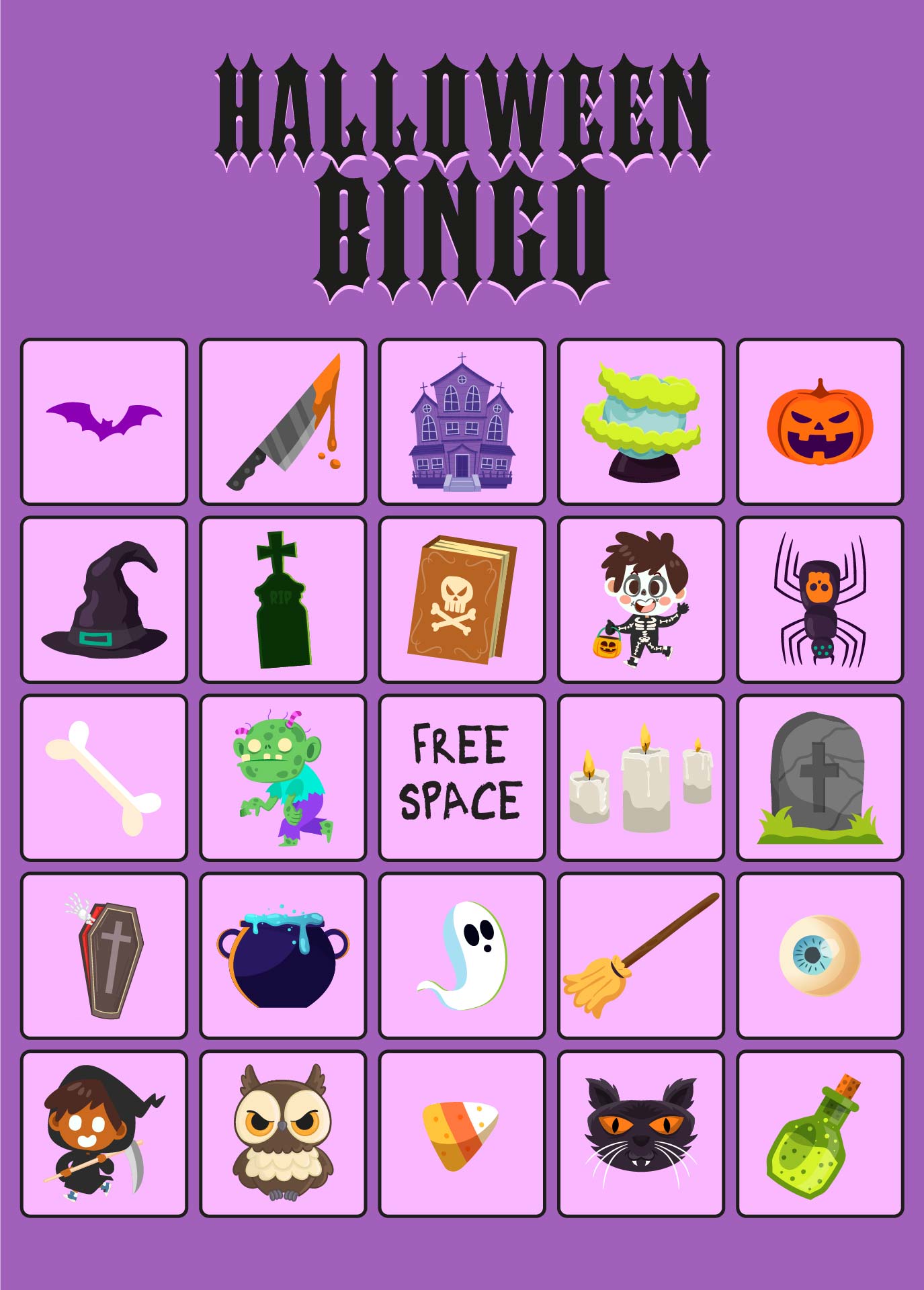 Spooky Halloween Bingo Cards Printable