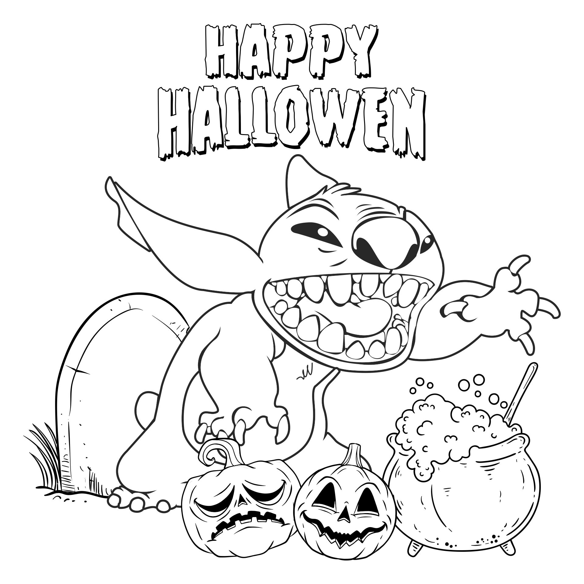 Stitch Halloween Coloring Pages Printable