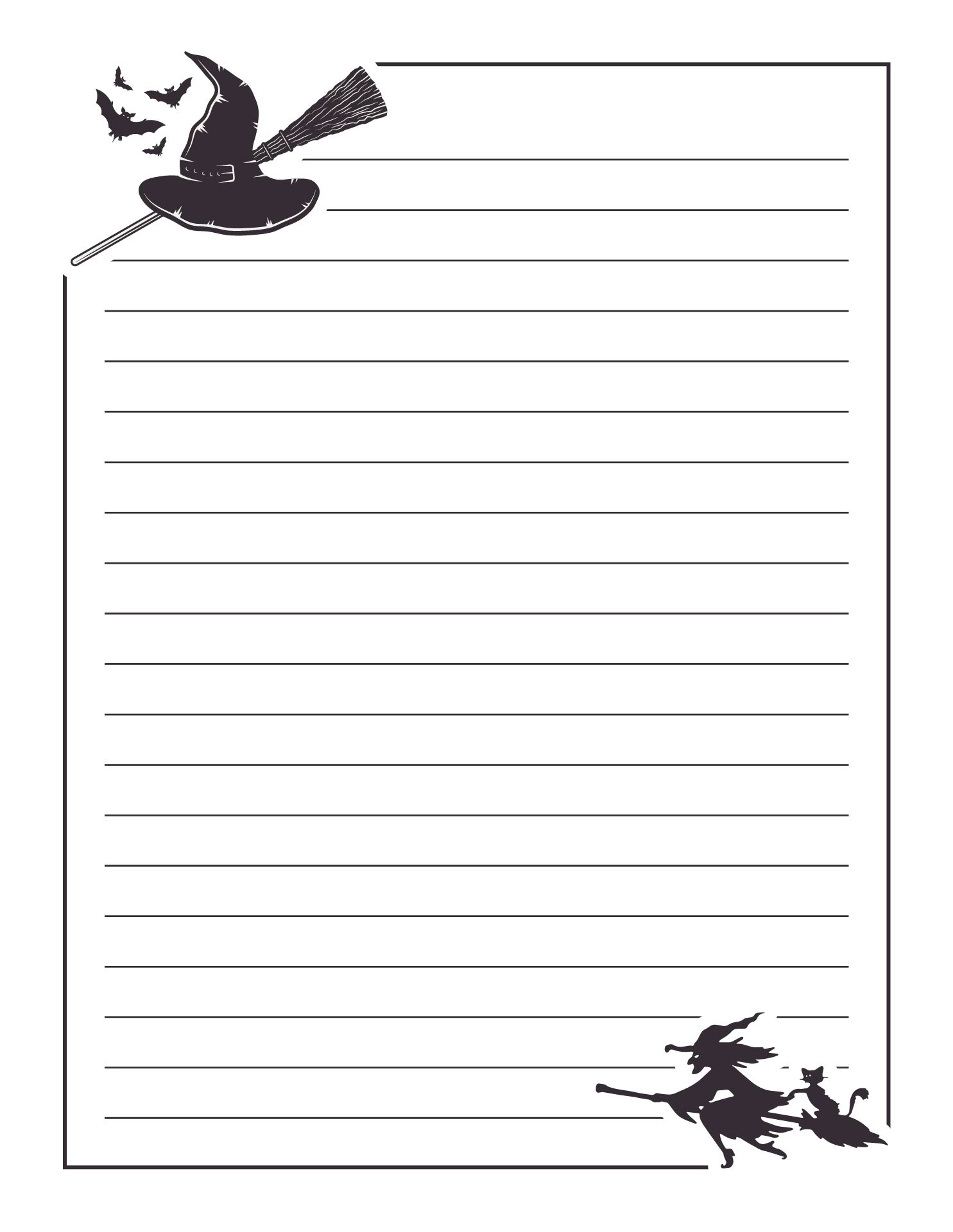Witch And Friends Writing Prompt Writing Paper Printable