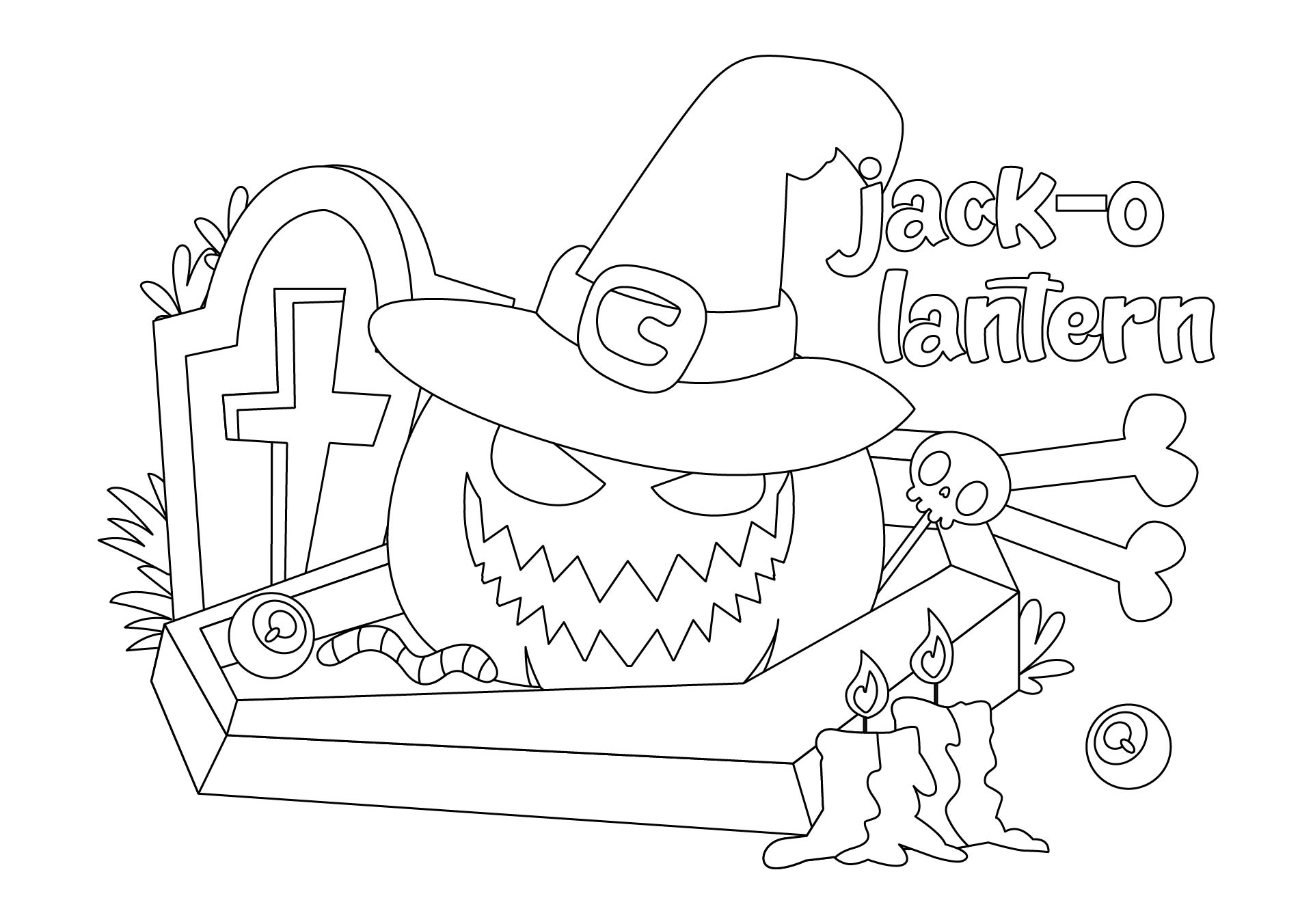 Witch Hat Jack-O-Lantern Coloring Page Printable