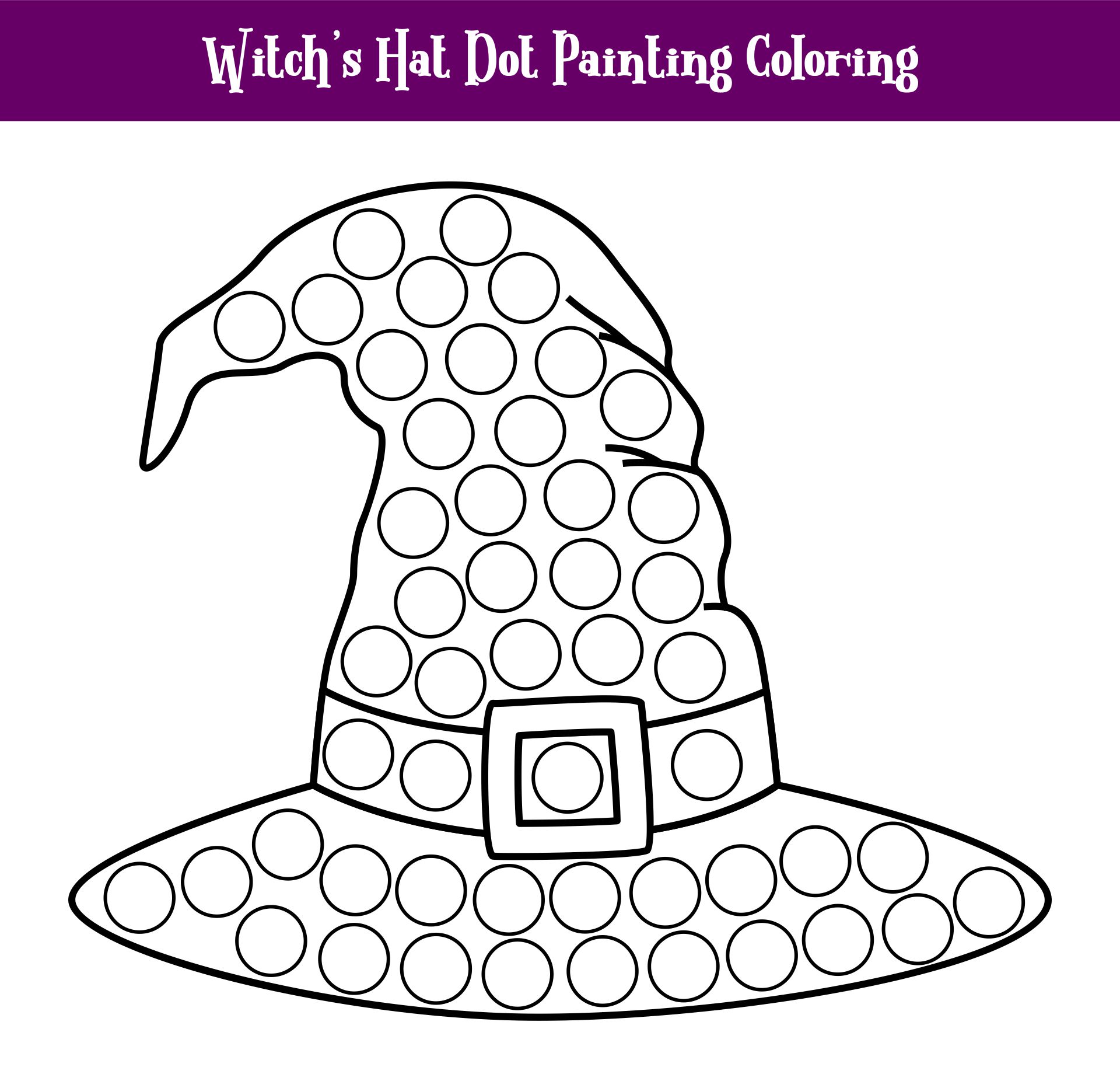 Witchs Hat Dot Painting Coloring Page Printable