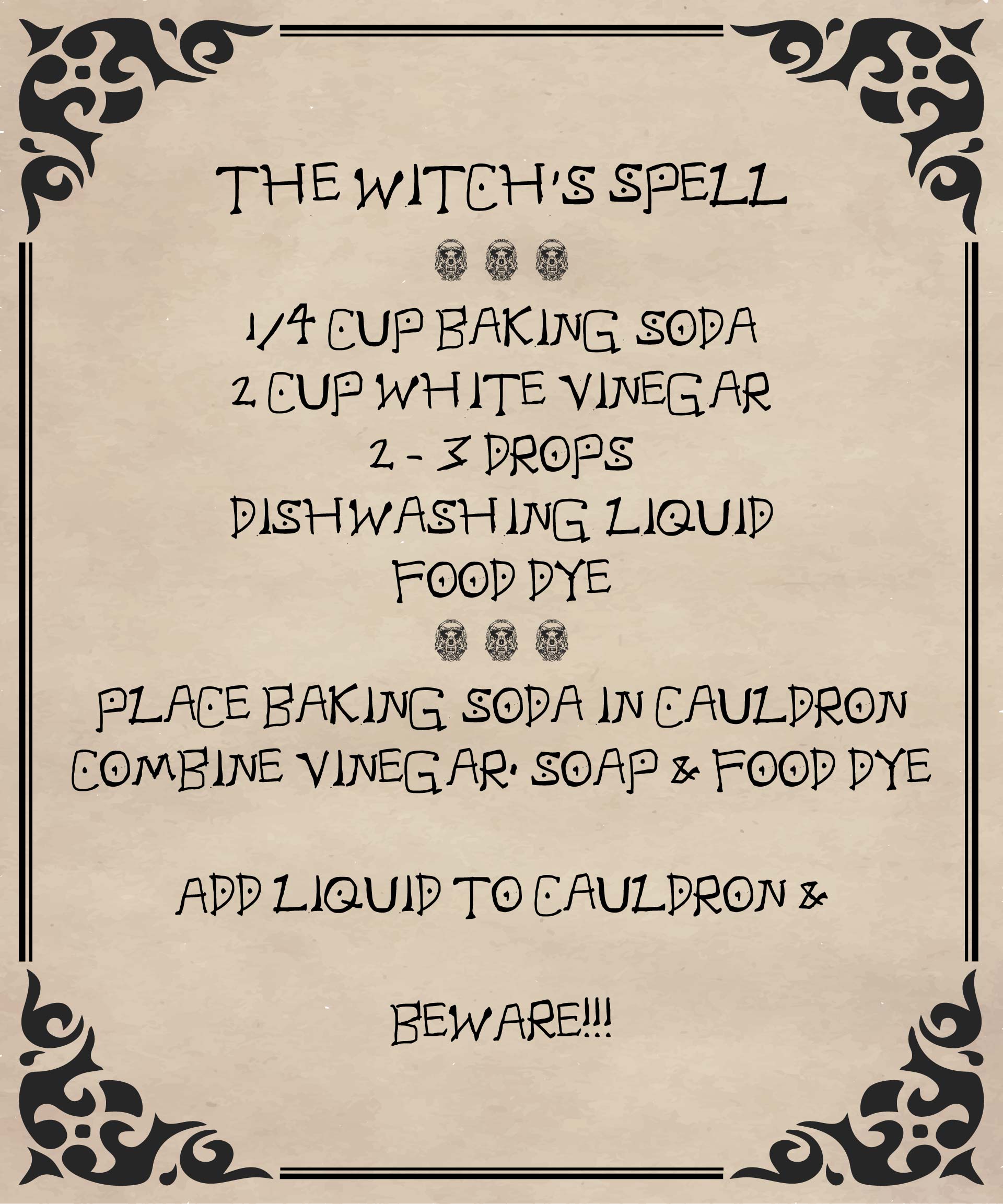 Witchs Spell Kid Science Experiment Halloween Printable