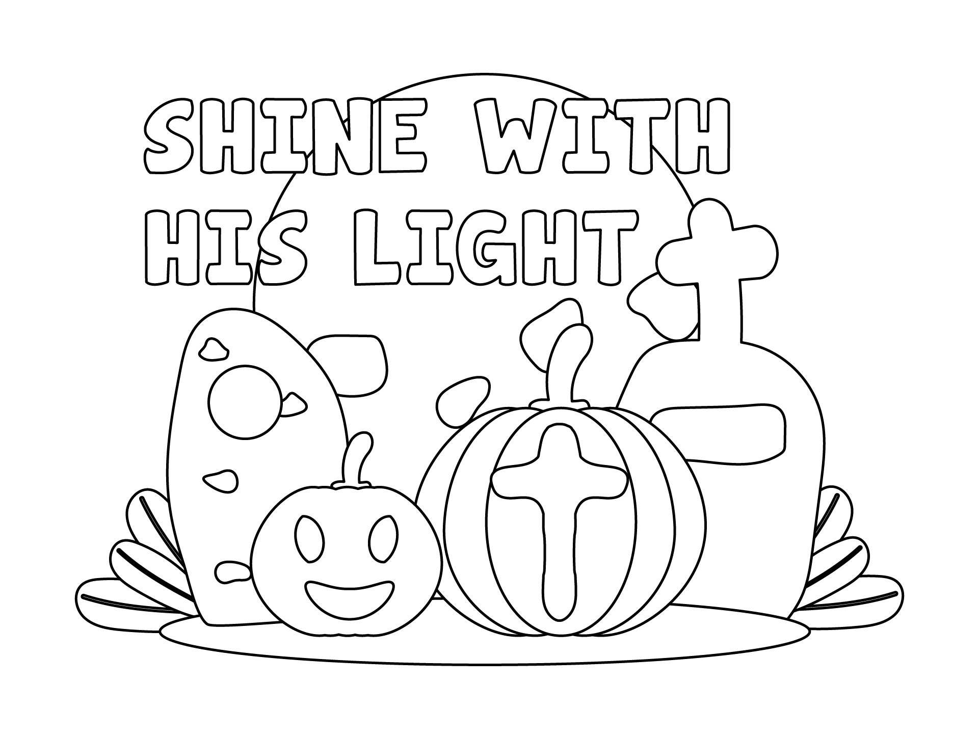 With His Light Shine Coloring Page Christian Halloween Printable