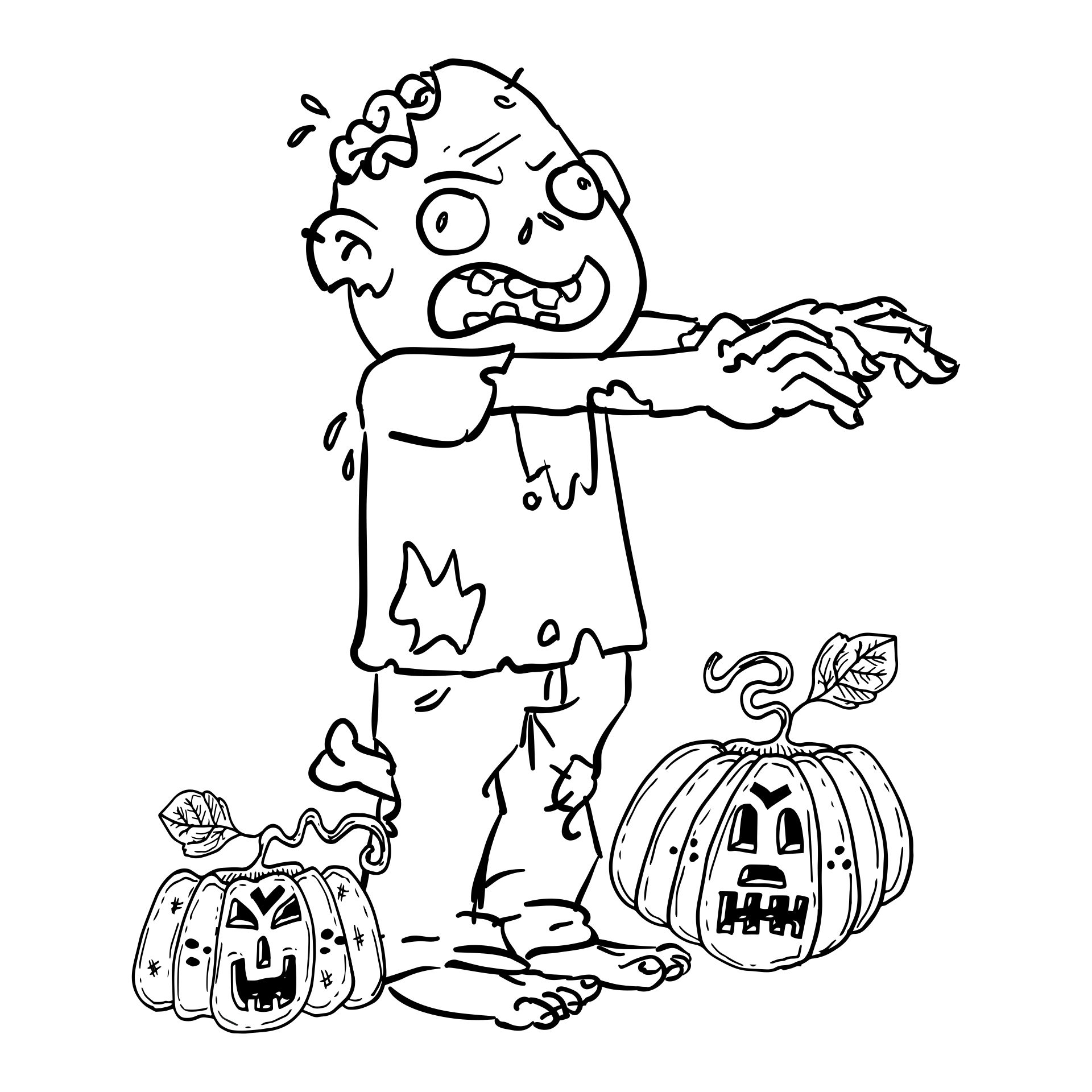 Zombie Pumpkin Coloring Page Printable