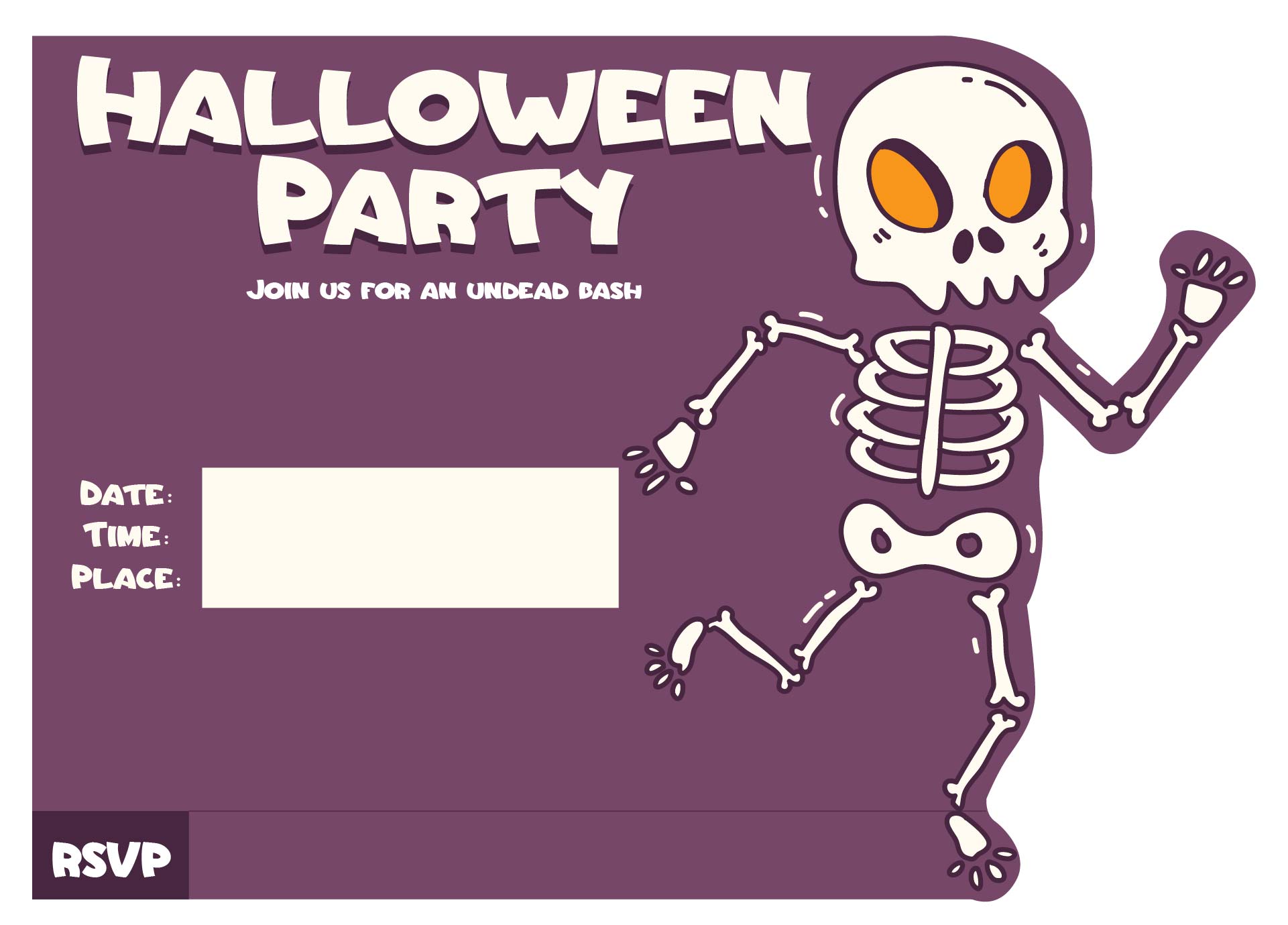 Bag O Bones Halloween Party Invites Printable