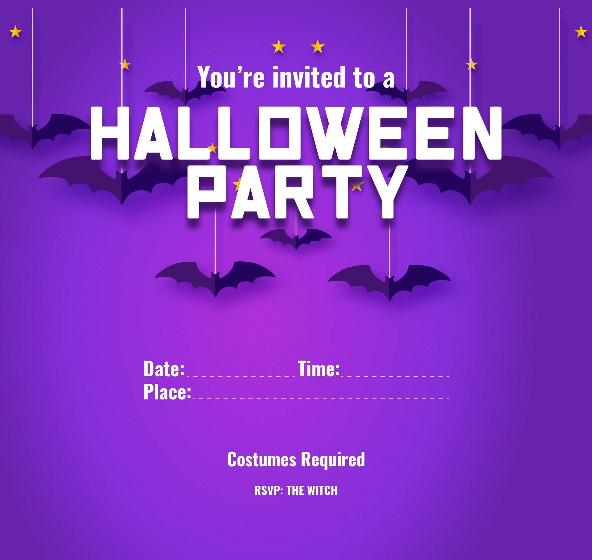 Batty Halloween Invitation Printable