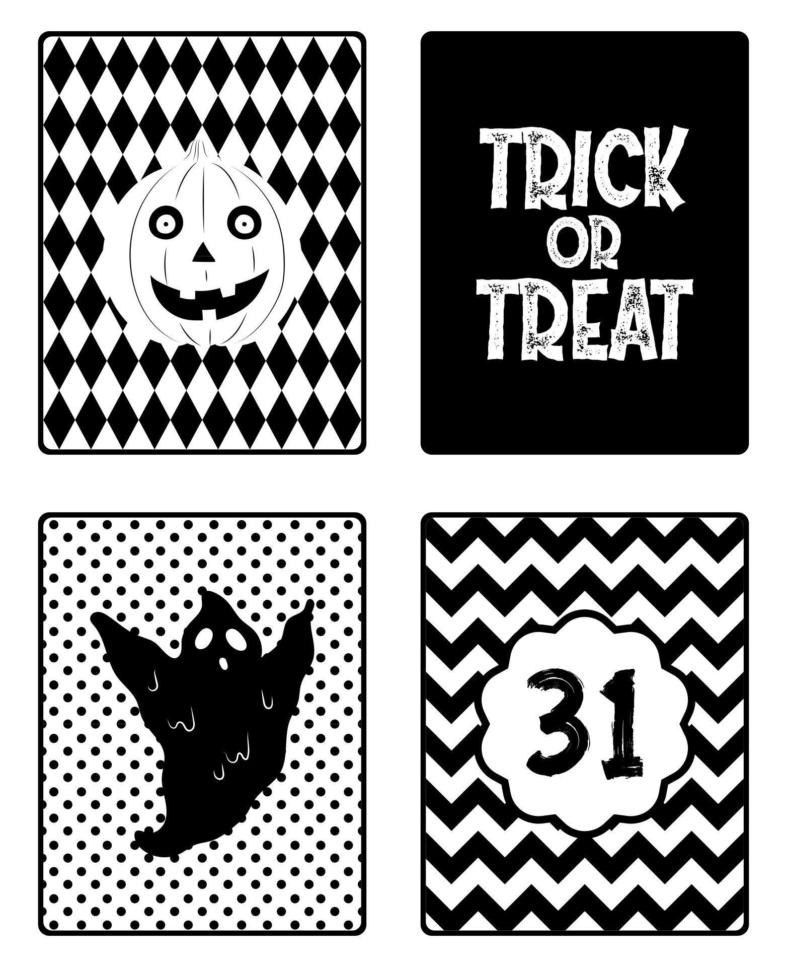 Black And White Halloween Journaling Card Printable