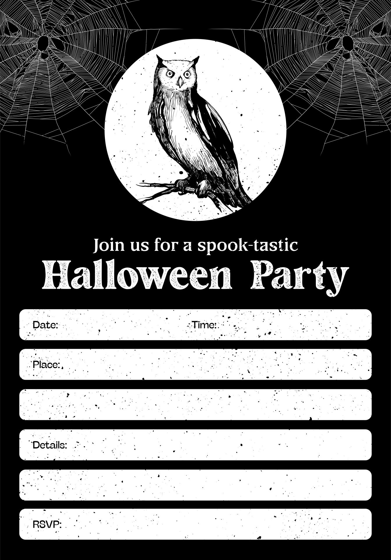 Black And White Scary Halloween Invitations Printable