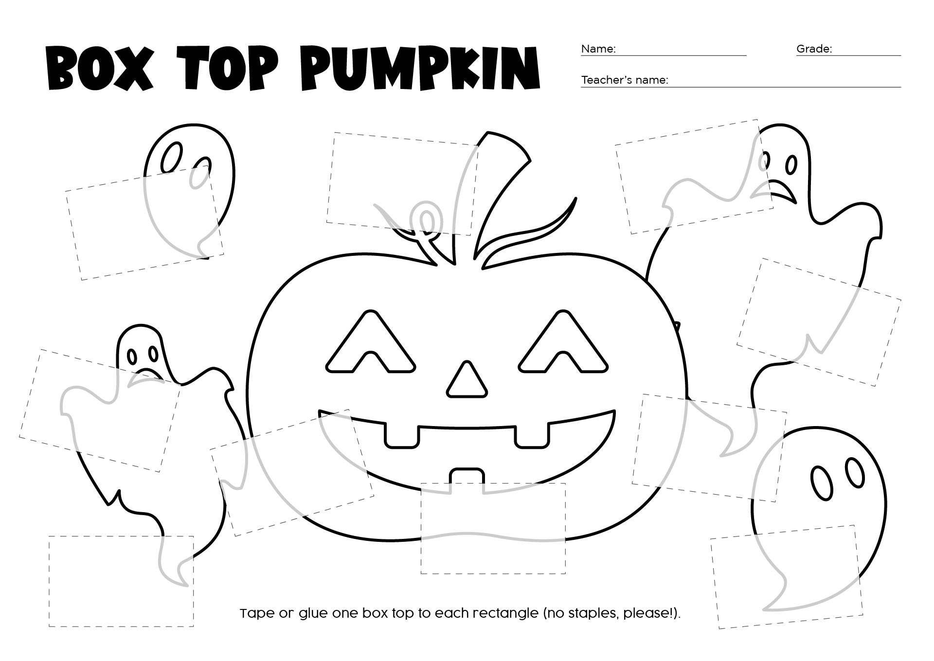 Box Top Pumpkin Collection Craft Sheet Cute For Teacher Gift Printable