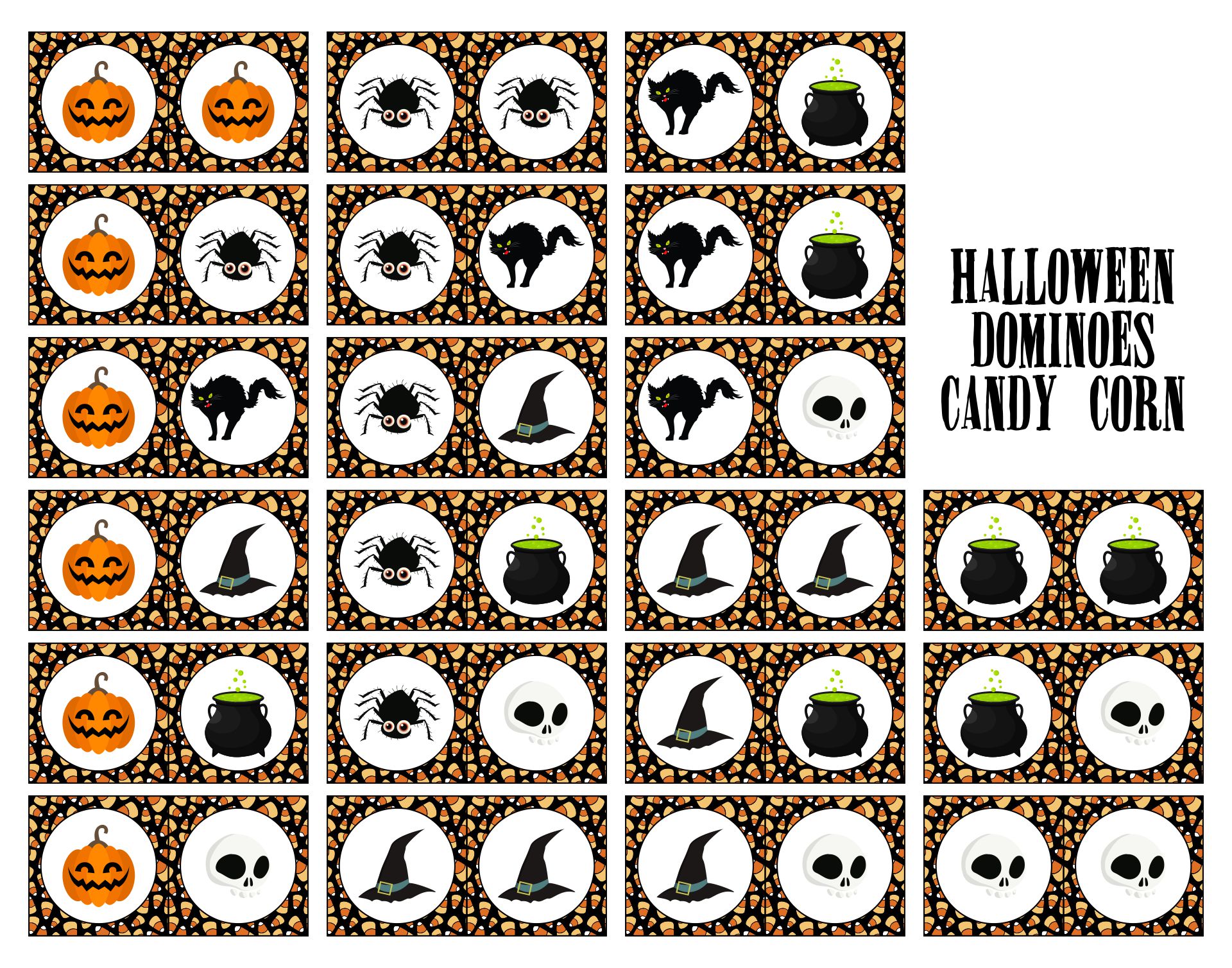Candy Corn Dominoes Halloween Game Activity Printable
