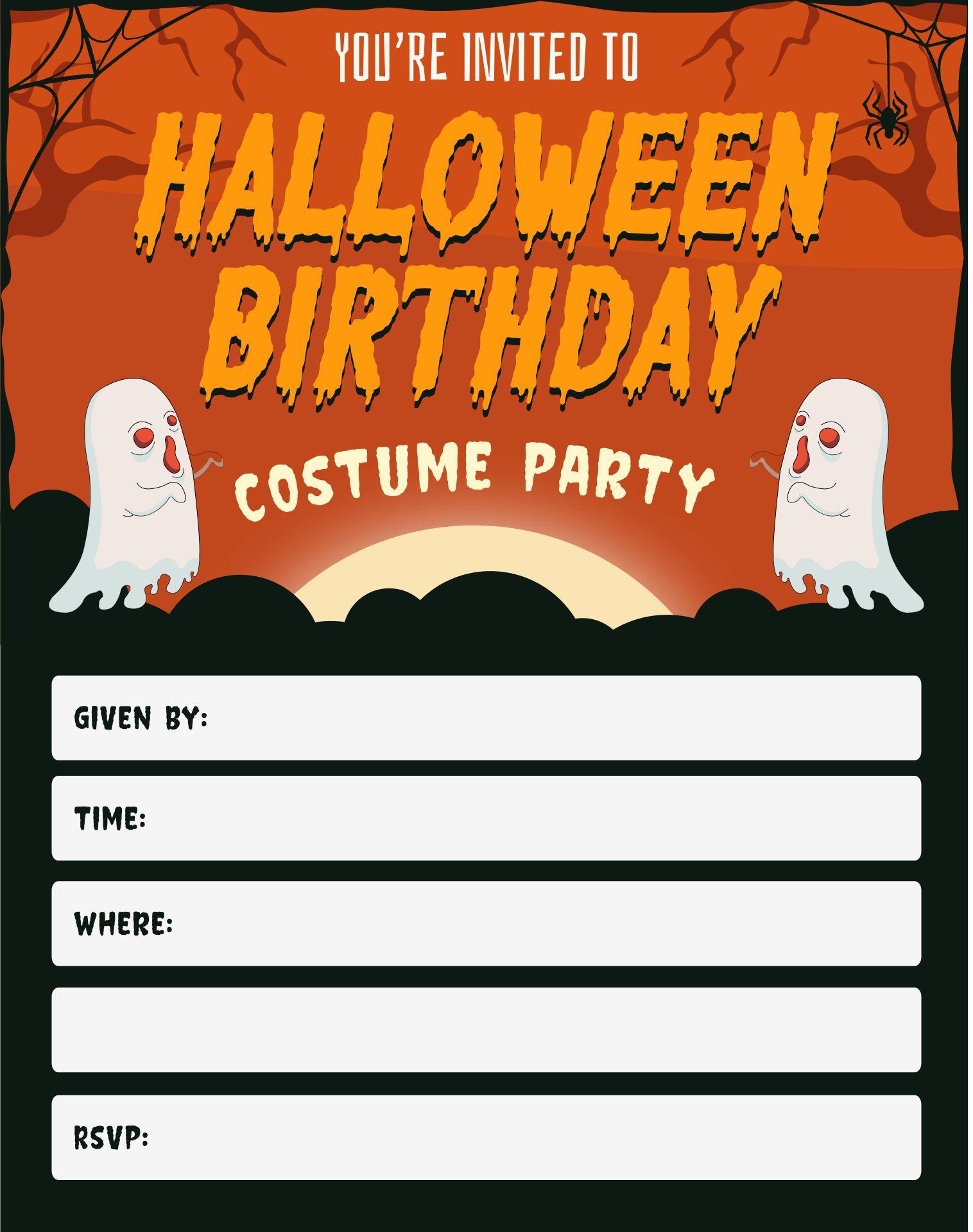 Costume Party Birthday Invitations Template Printable