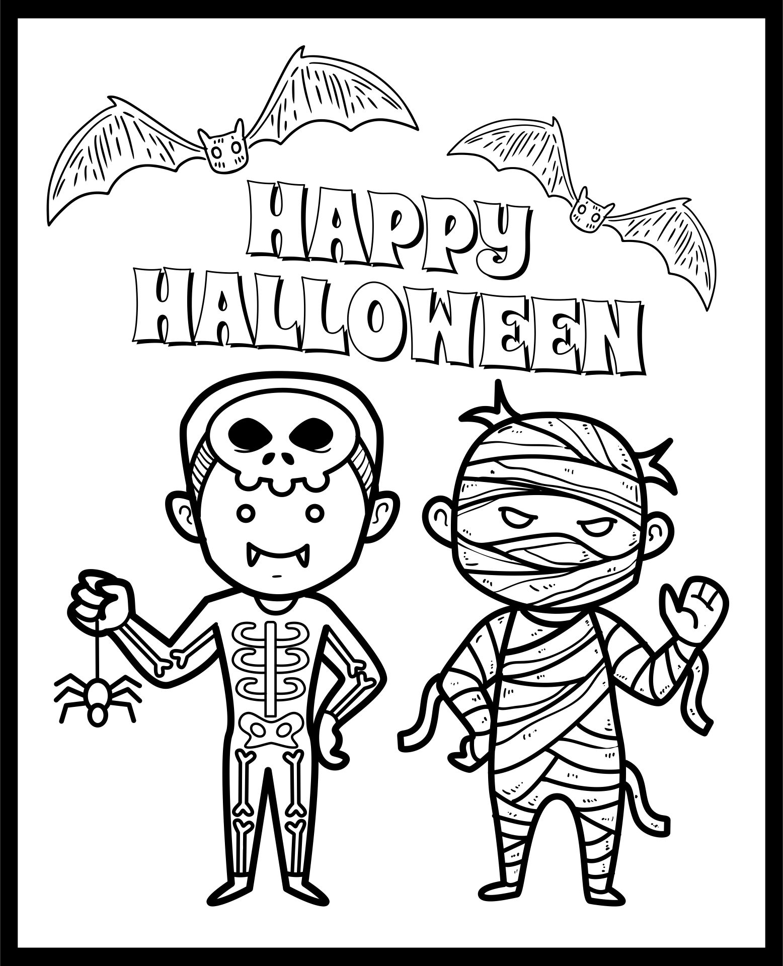 Creative Printable Halloween Cards Coloring Pages