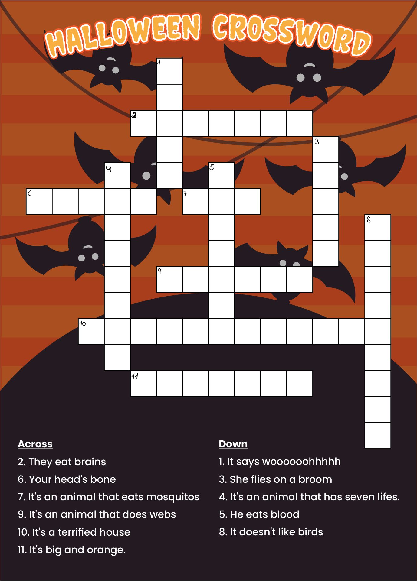 Crossword Puzzle Classroom Activities Halloween Printable