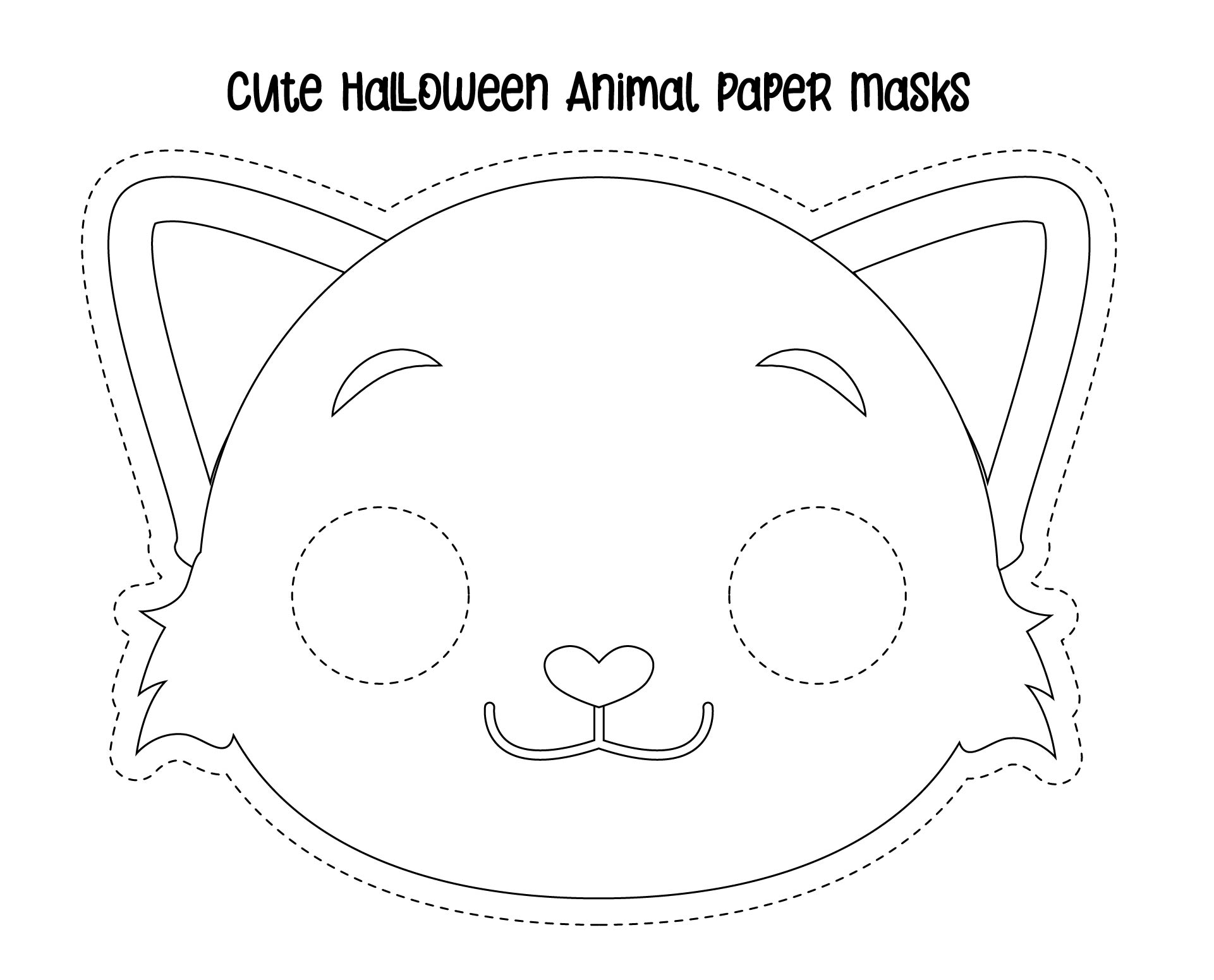 Cute Printable Halloween Animal Paper Masks