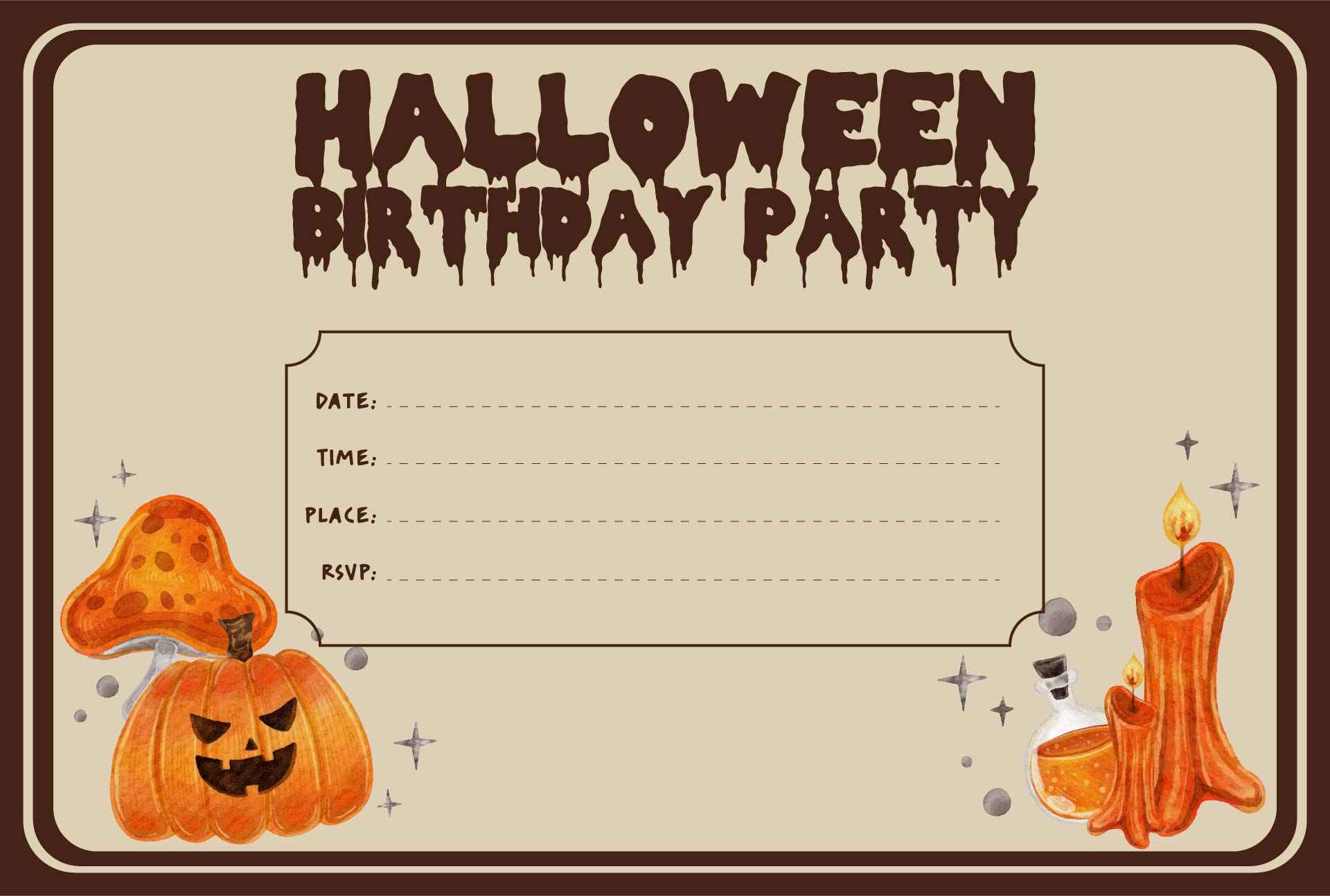 Dark Halloween Birthday Invitation Template Printable