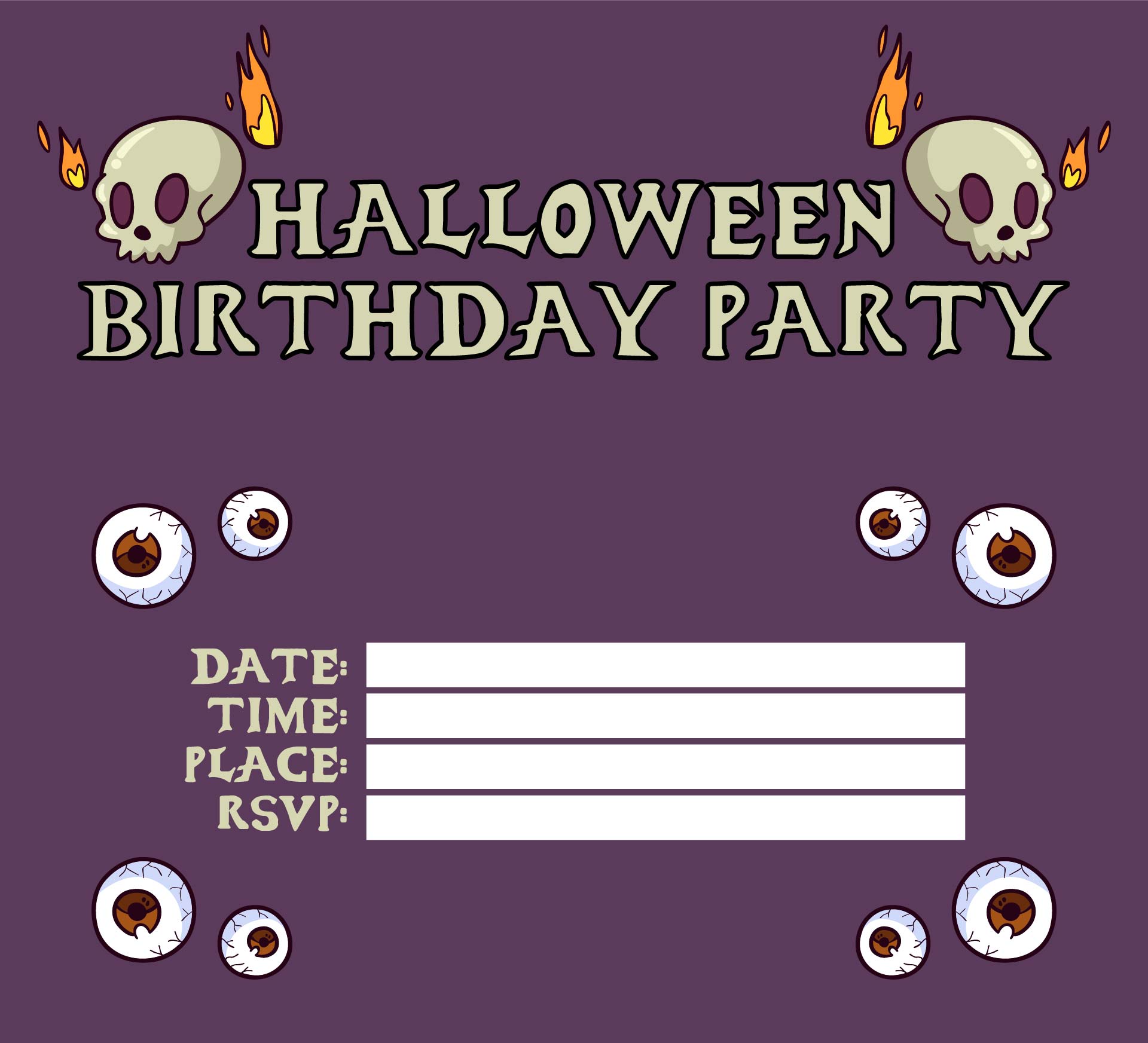 Dark Halloween Birthday Invitation Template Printable
