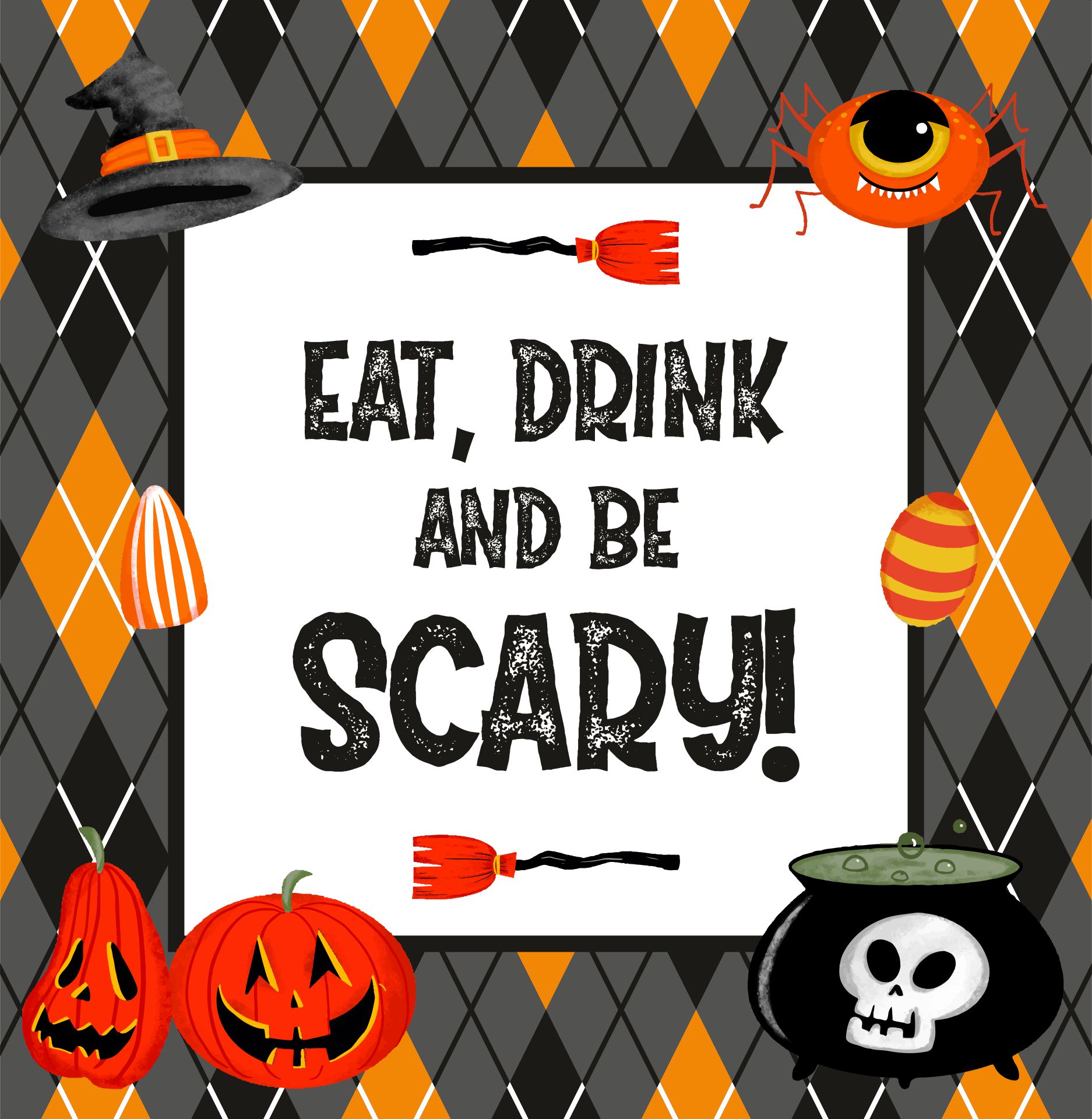 Eat Drink And Be Scary Sign Halloween Sign Printable Halloween