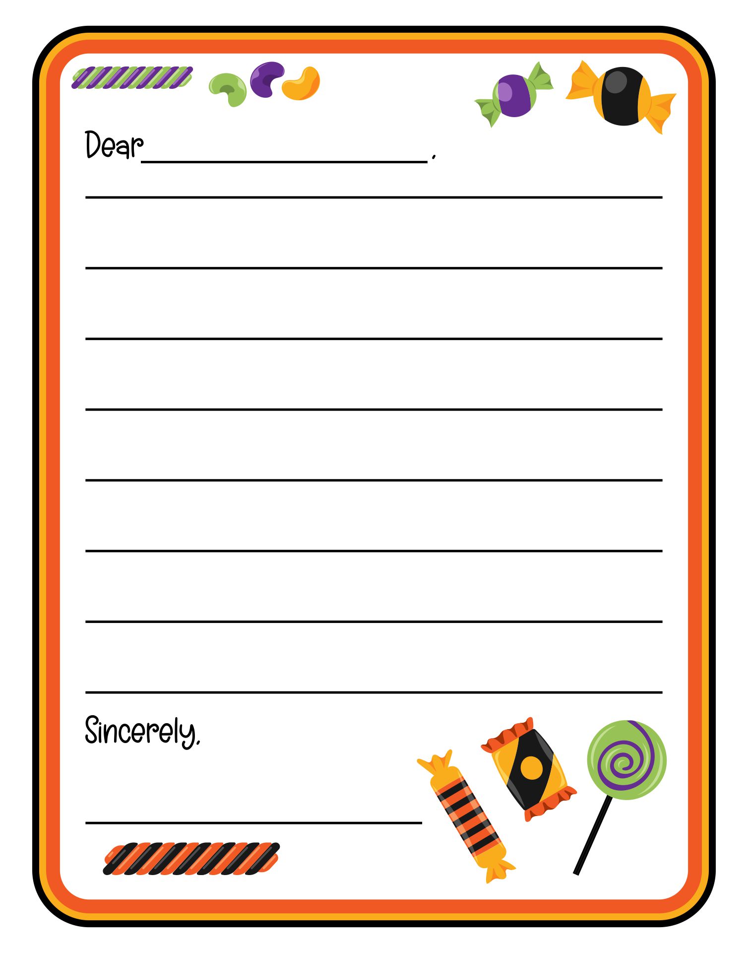 Fall Candy Themed Letter Template Printable