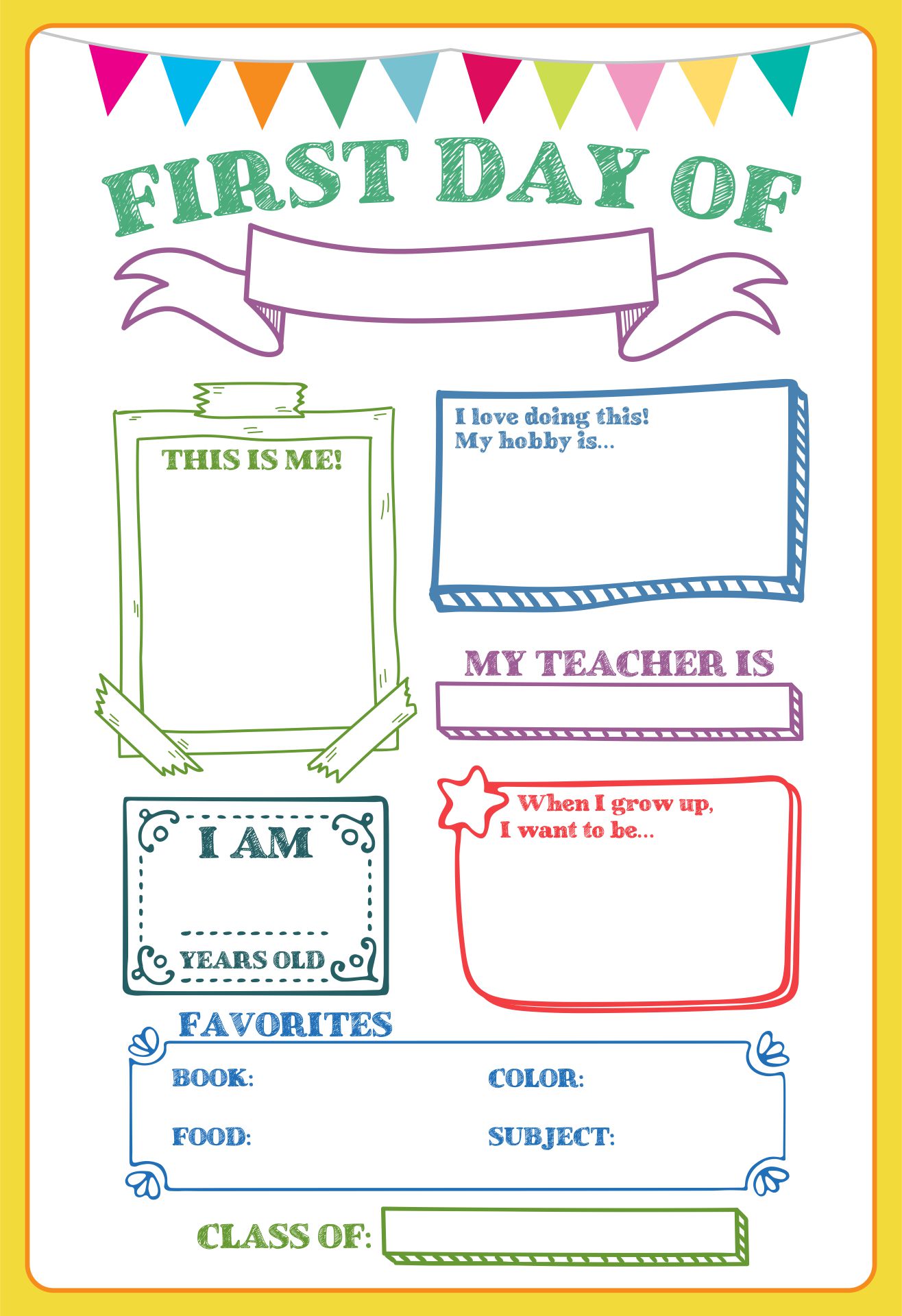 First Day Back To School Memorable Printable Sign