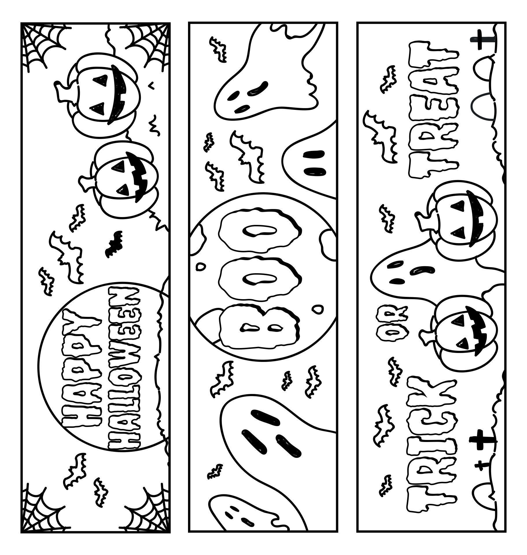 Funny Coloring Halloween Bookmarks Printable