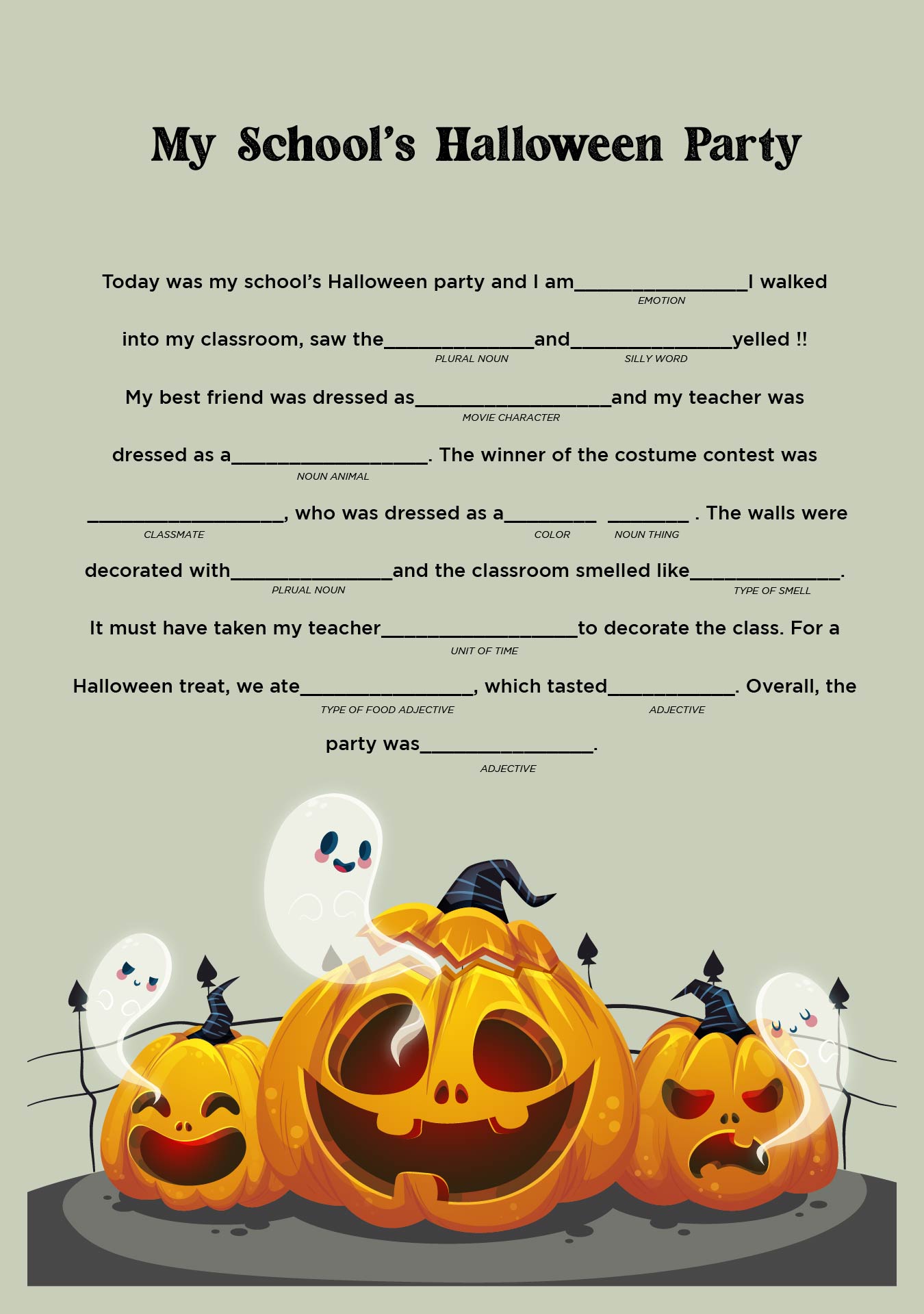 Funny Halloween Mad Libs Printable For Adults