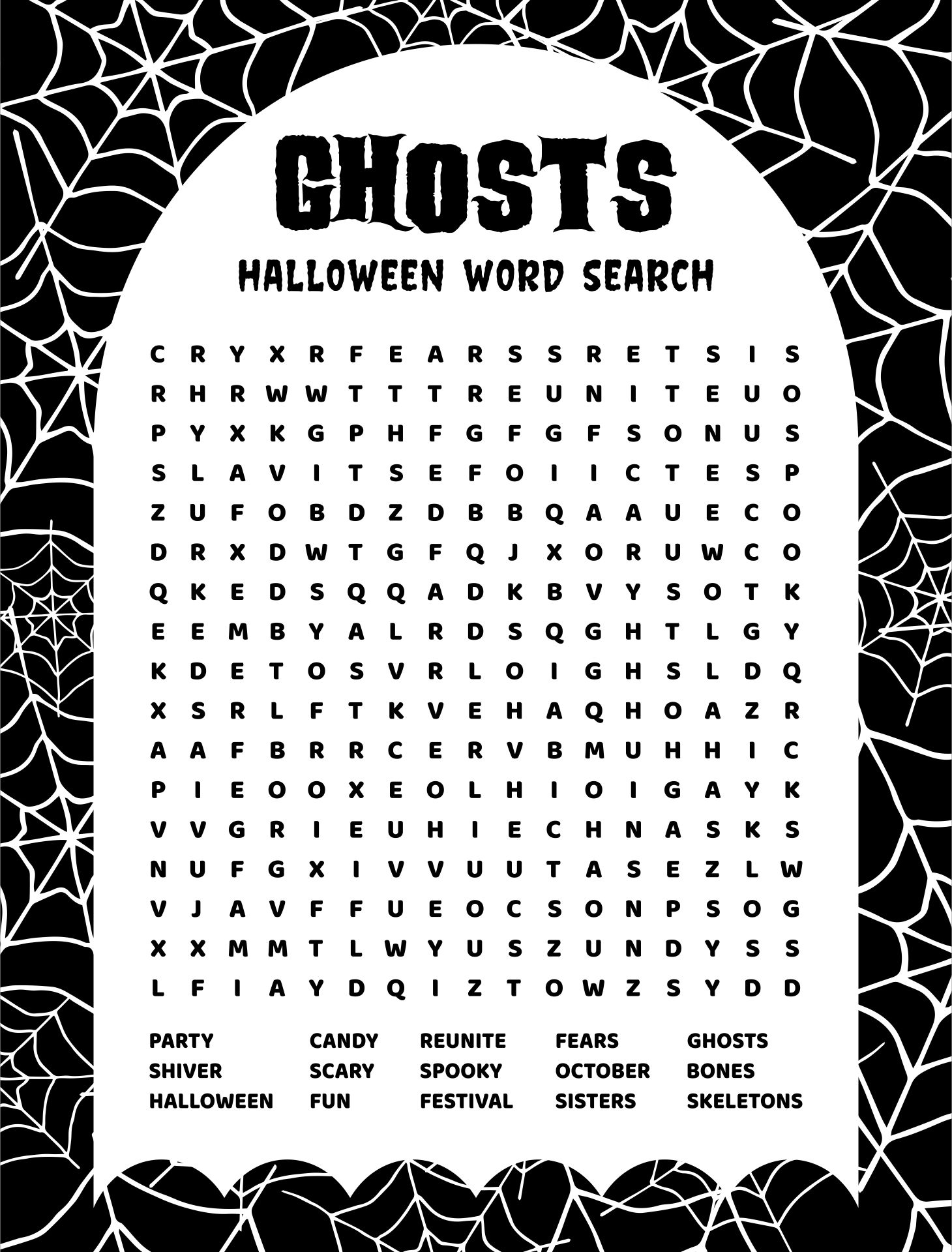 Ghost Halloween Word Search Printable