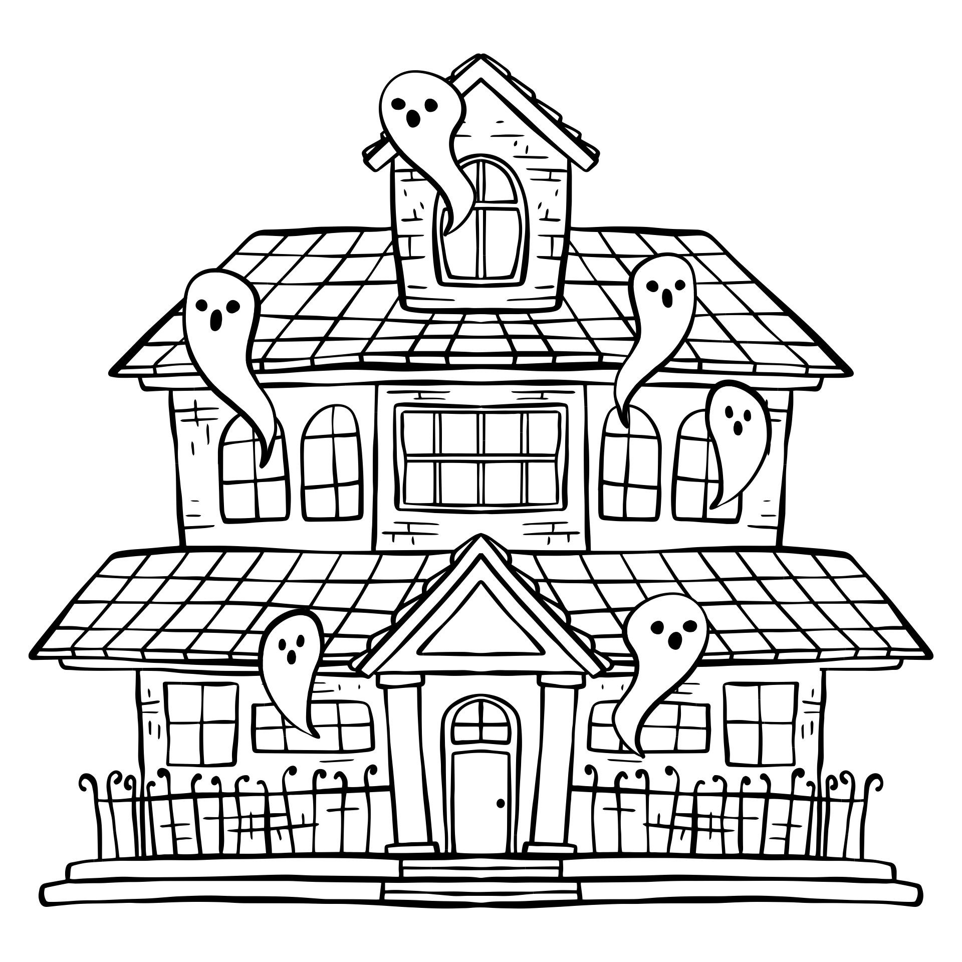 Ghost In A Haunted House Printable Halloween Adult Coloring Pages