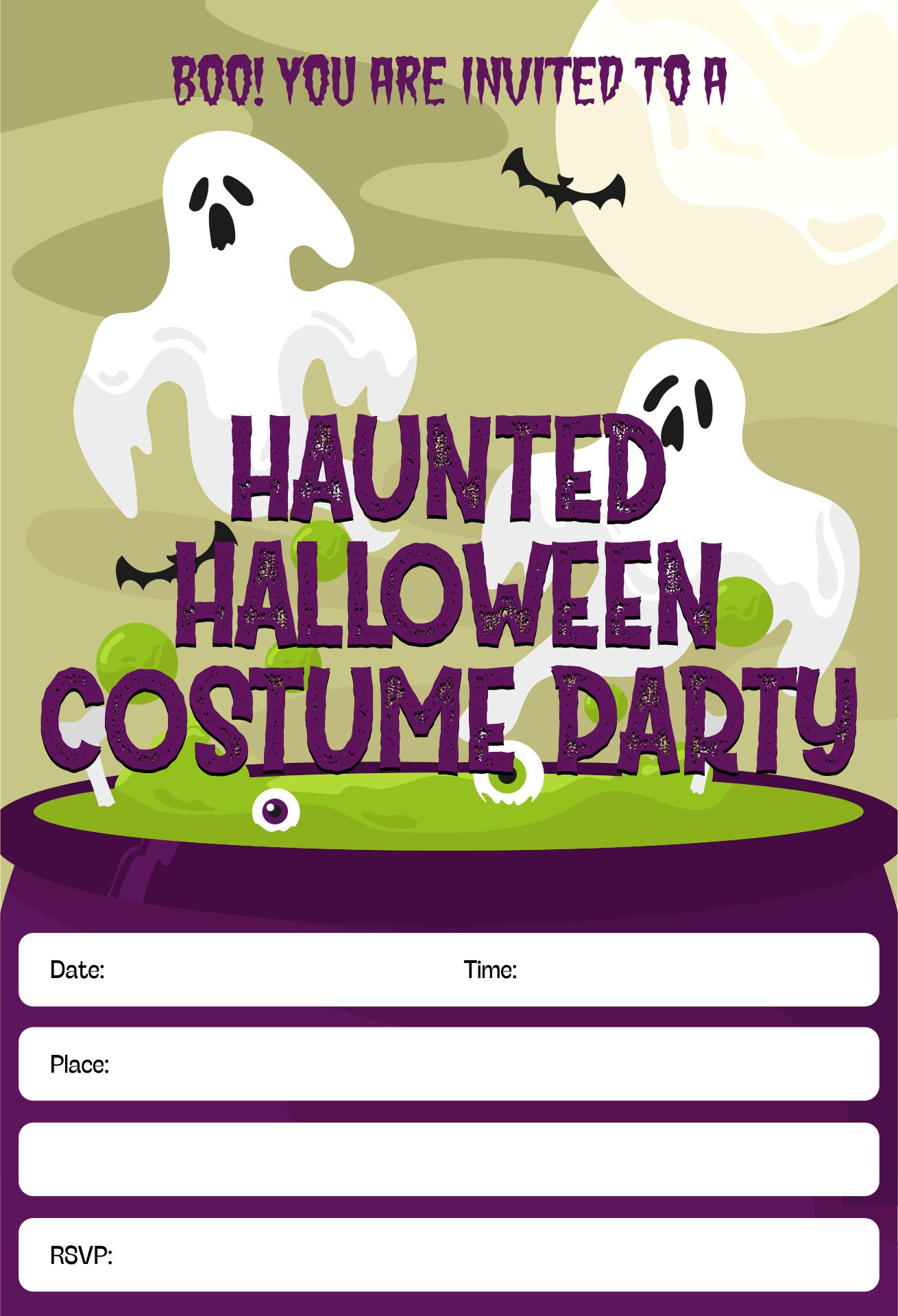 Ghostly Halloween Party Invitation Printable Template