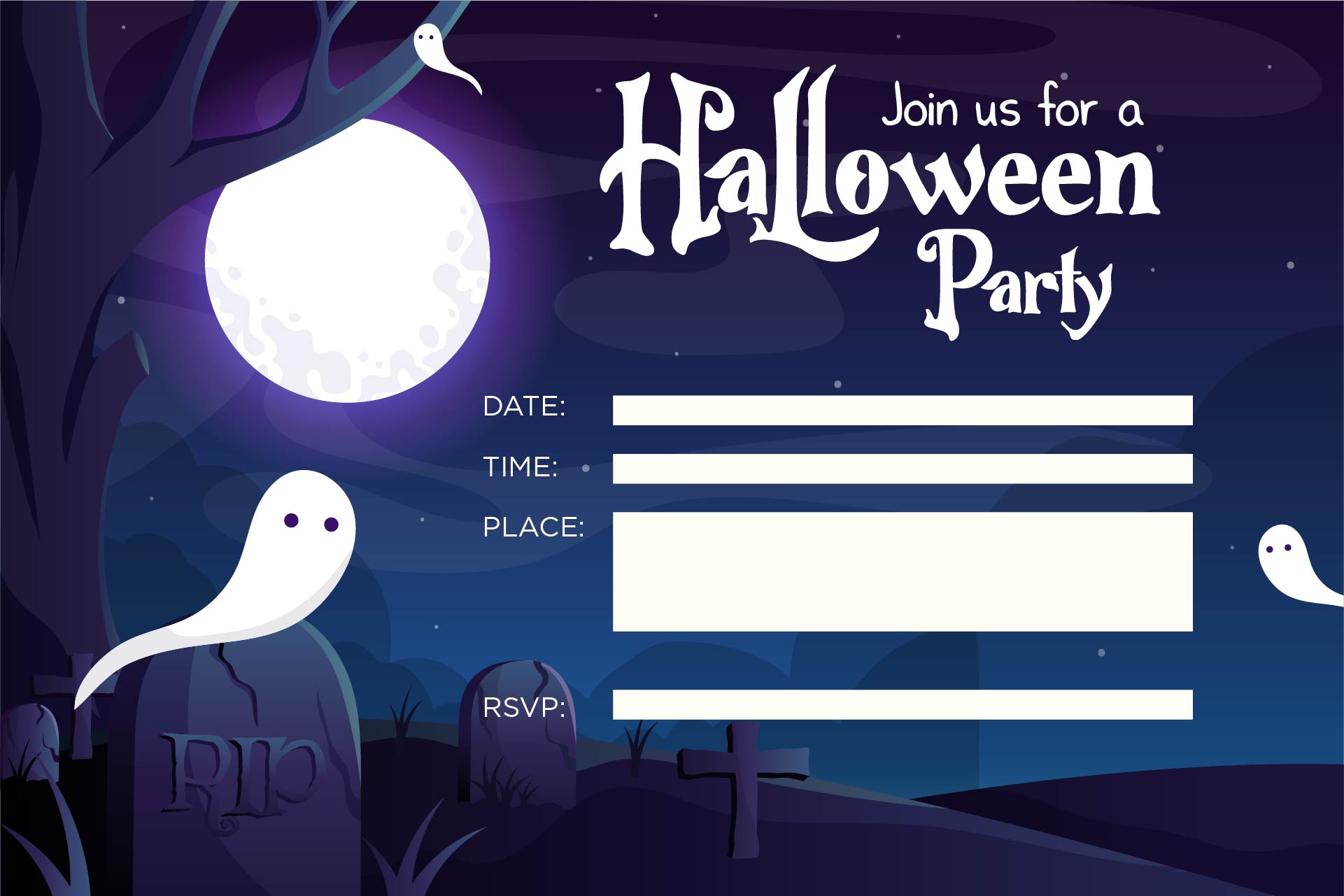 Ghostly Halloween Party Invitations Printable