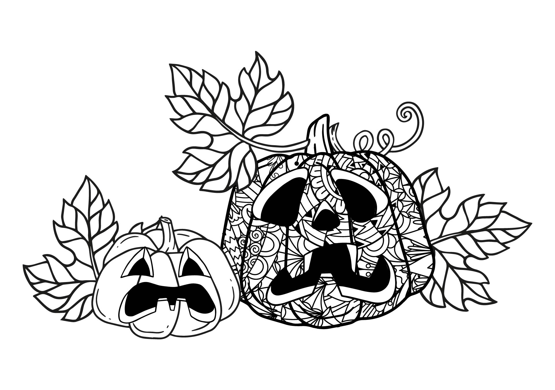 Grumpy Pumpkin Halloween Adult Printable Coloring Page