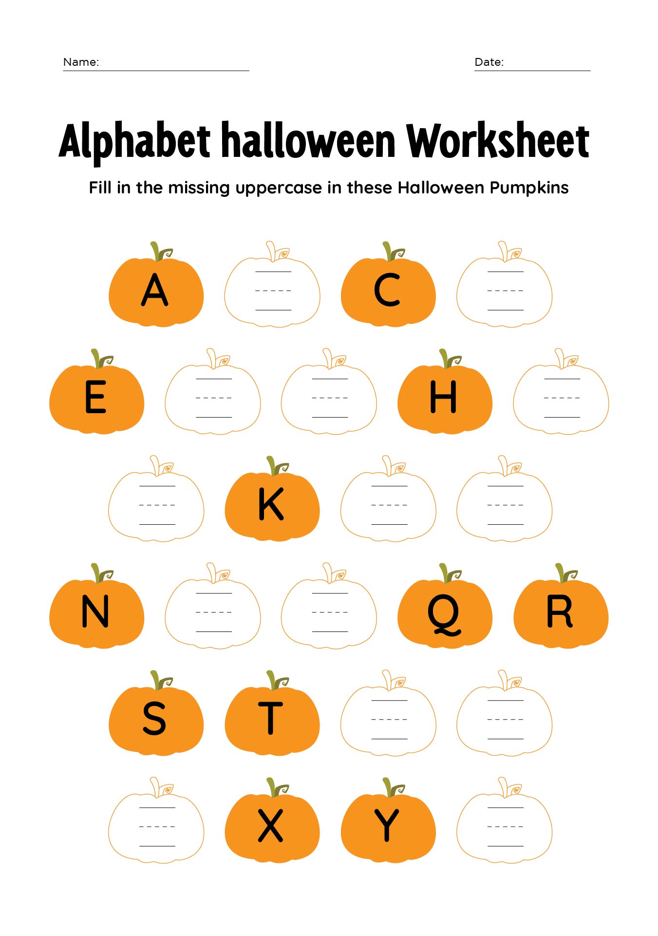 Halloween Alphabet Worksheet Printable