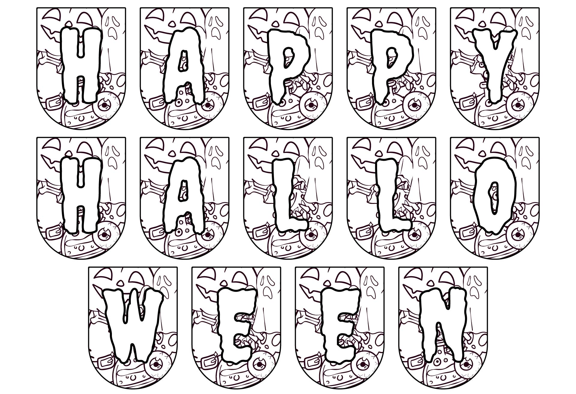 Halloween Banner Coloring Pages Printable