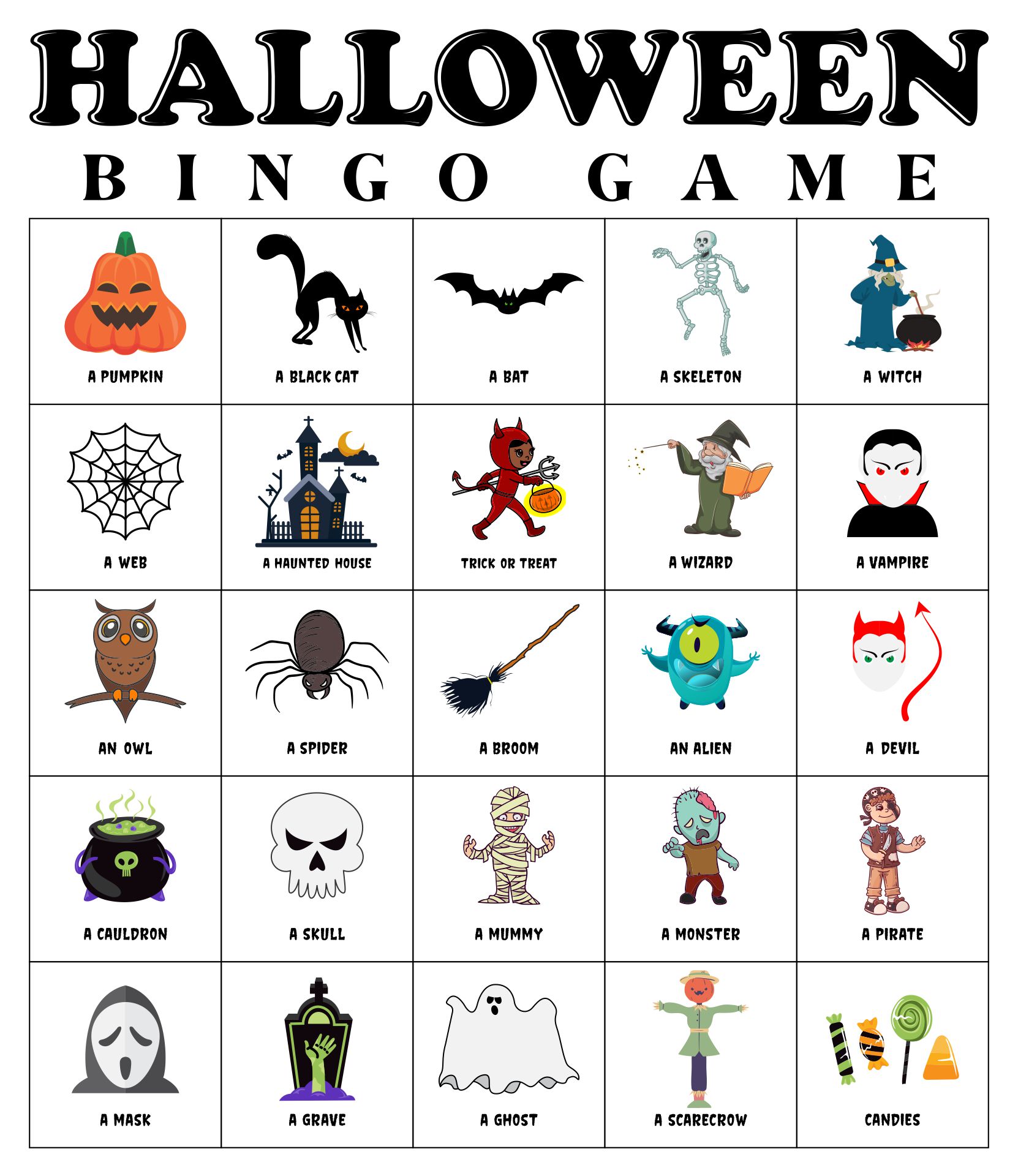 Halloween Bingo Game ESL Worksheets Printable