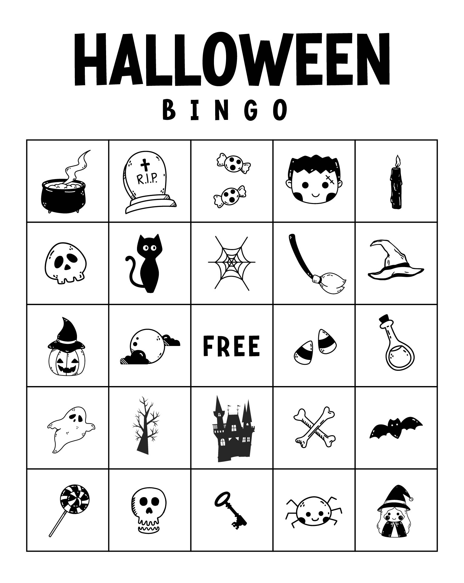 Halloween Bingo Printable Game Cards Template