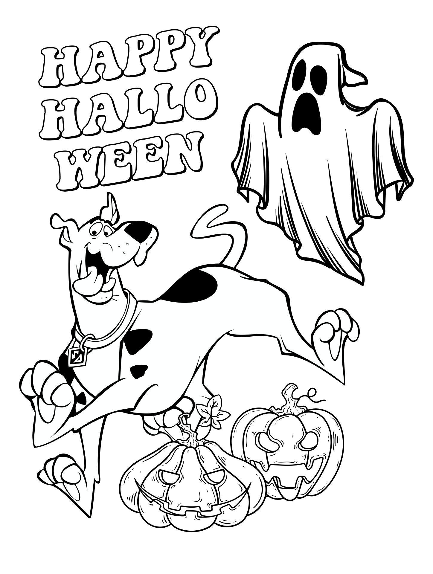 Halloween Cartoon Coloring Page Printable