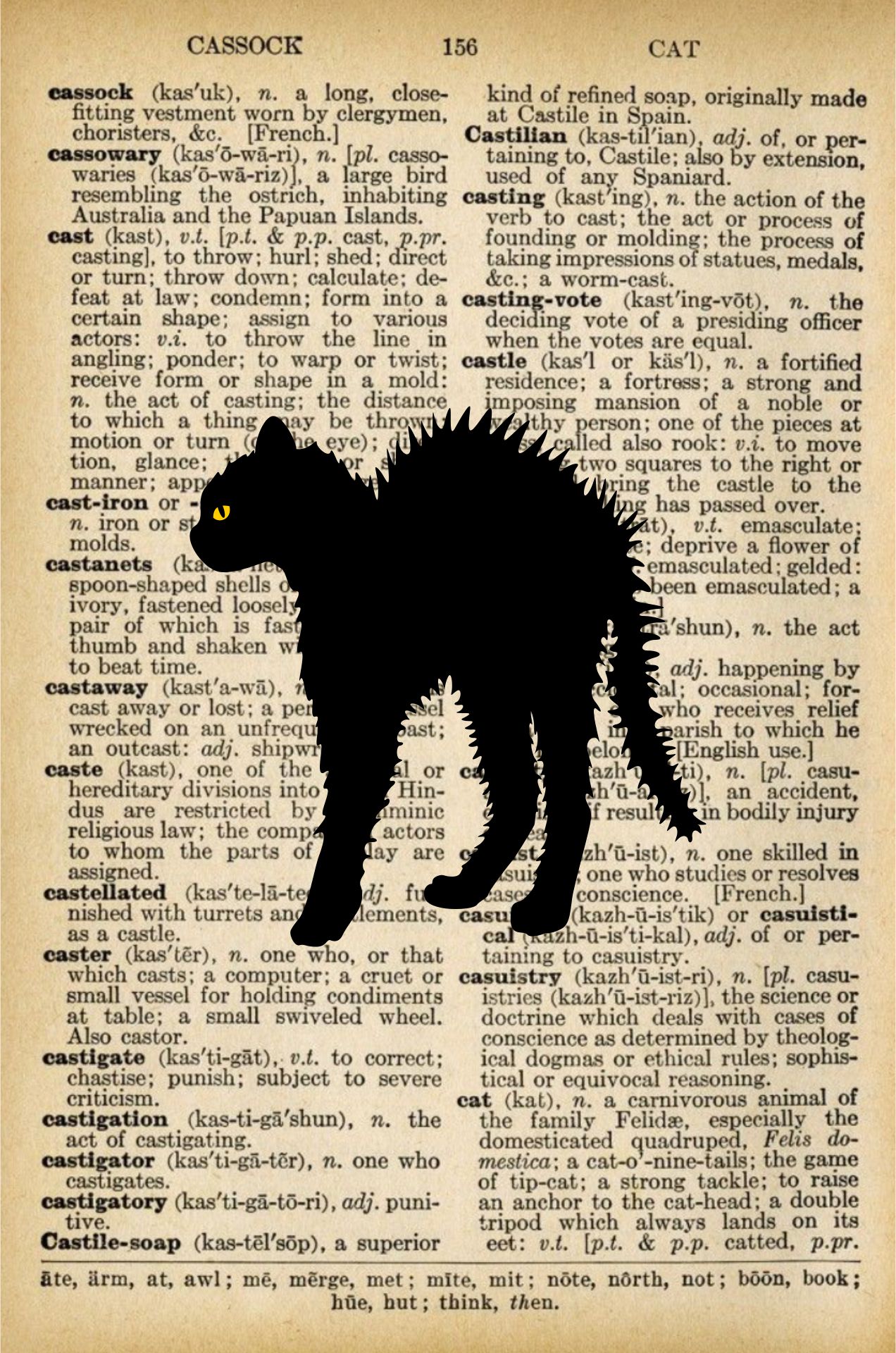 Halloween Cat Dictionary Page Printables