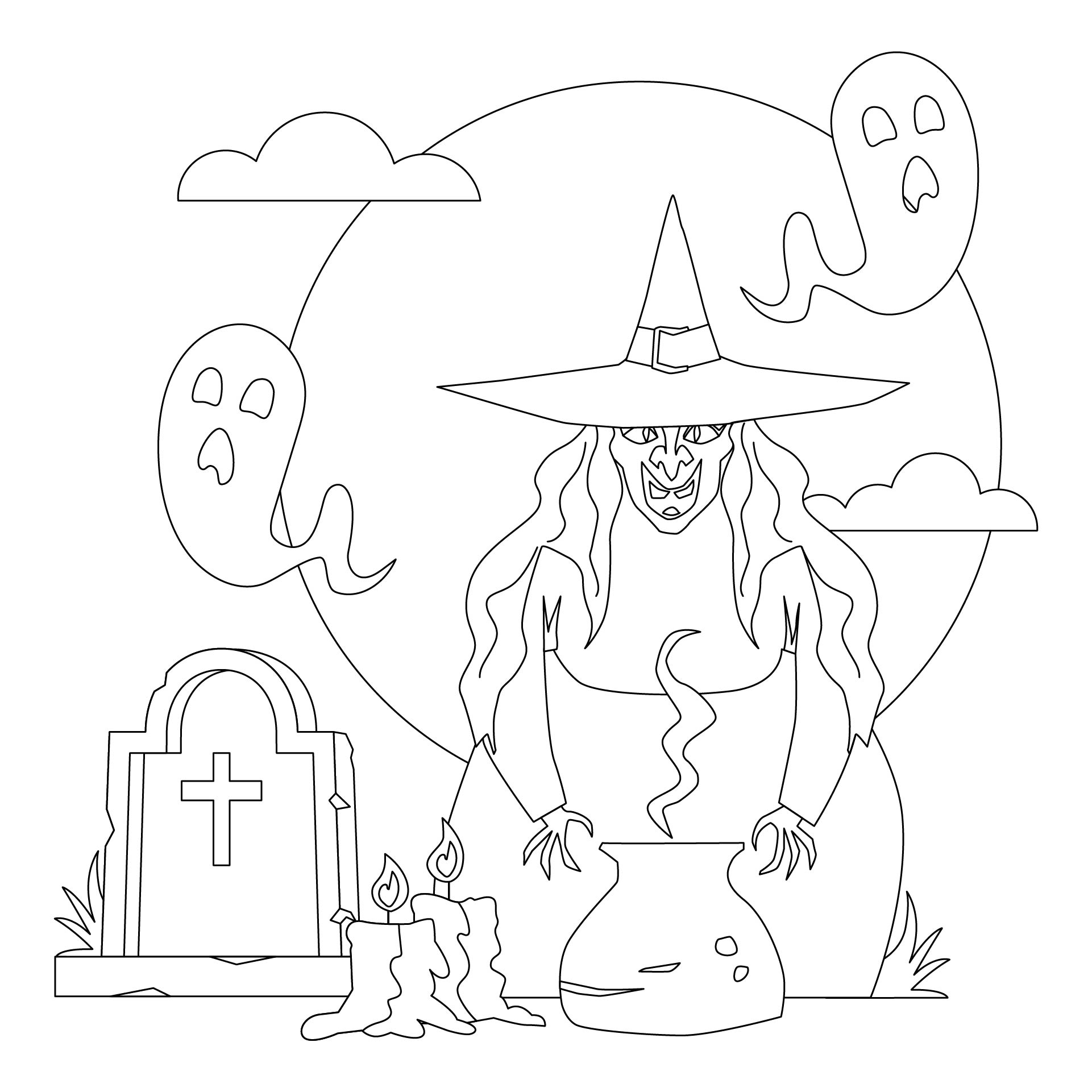 Halloween Characters Printable Templates Coloring Pages