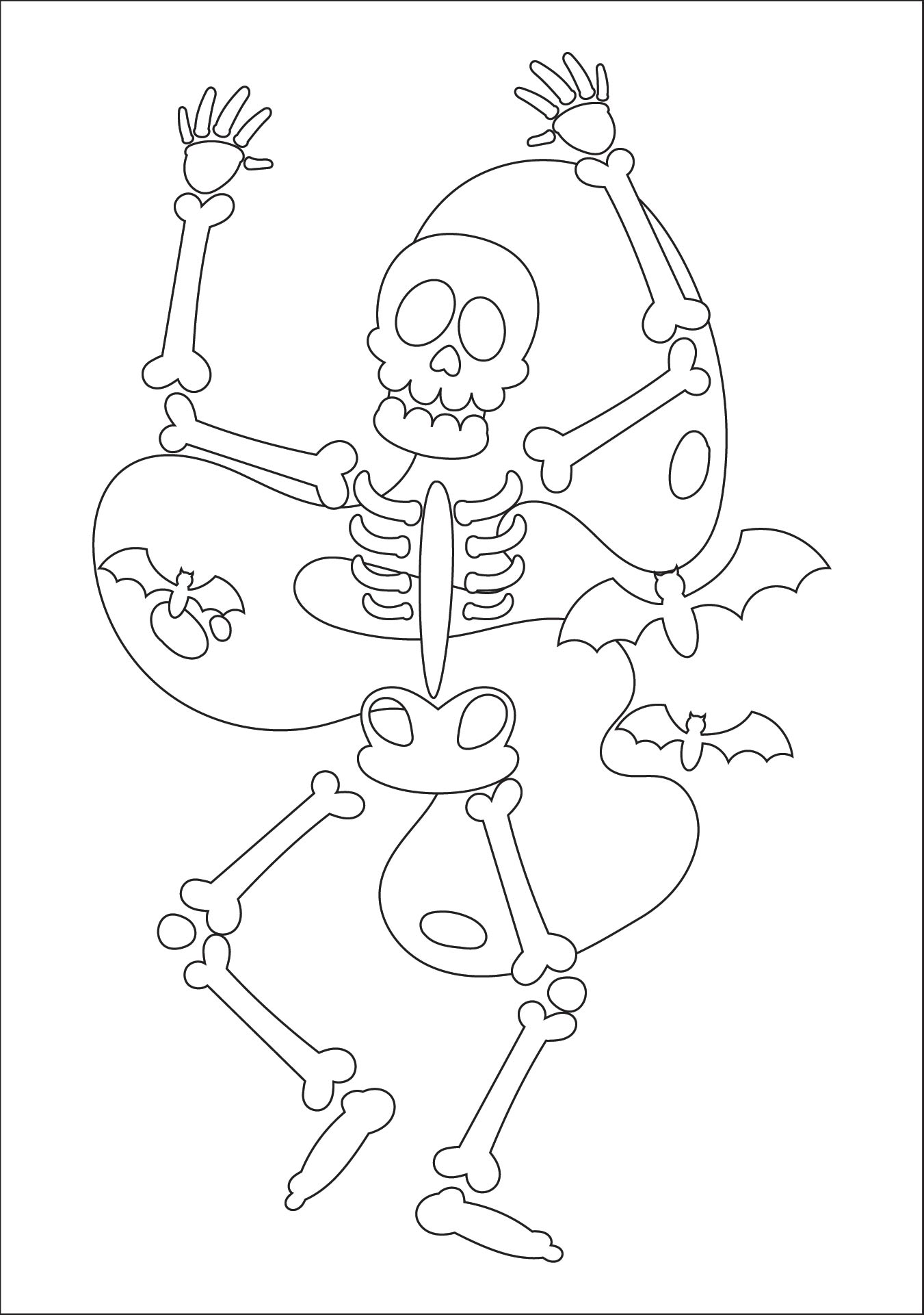 Halloween Dancing Skeleton Bones Coloring Pages Printable