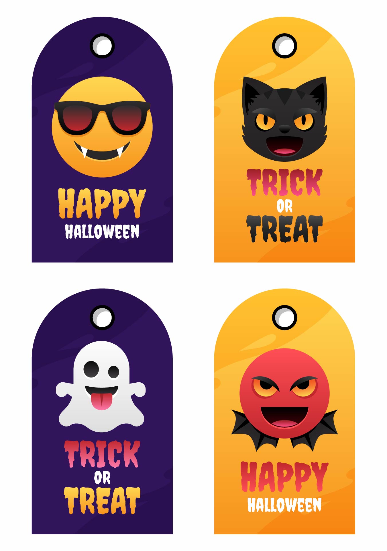 Halloween Emoji Gift Bags Printable Tags