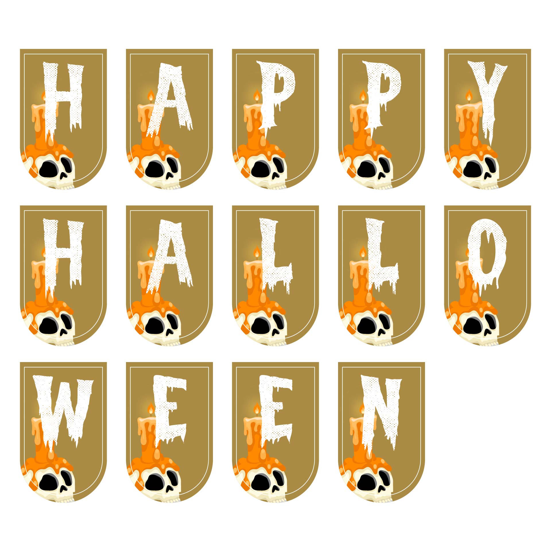 Halloween Gold Printable Banners Letters