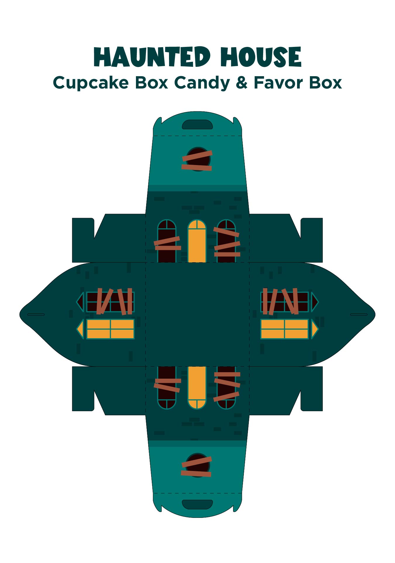 Halloween Haunted House Cupcake Box Candy & Favor Box Printable