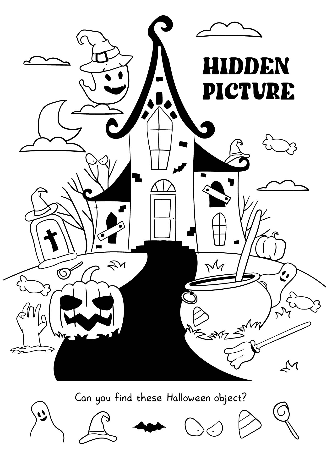 Halloween Hidden Picture Printable Classroom Game