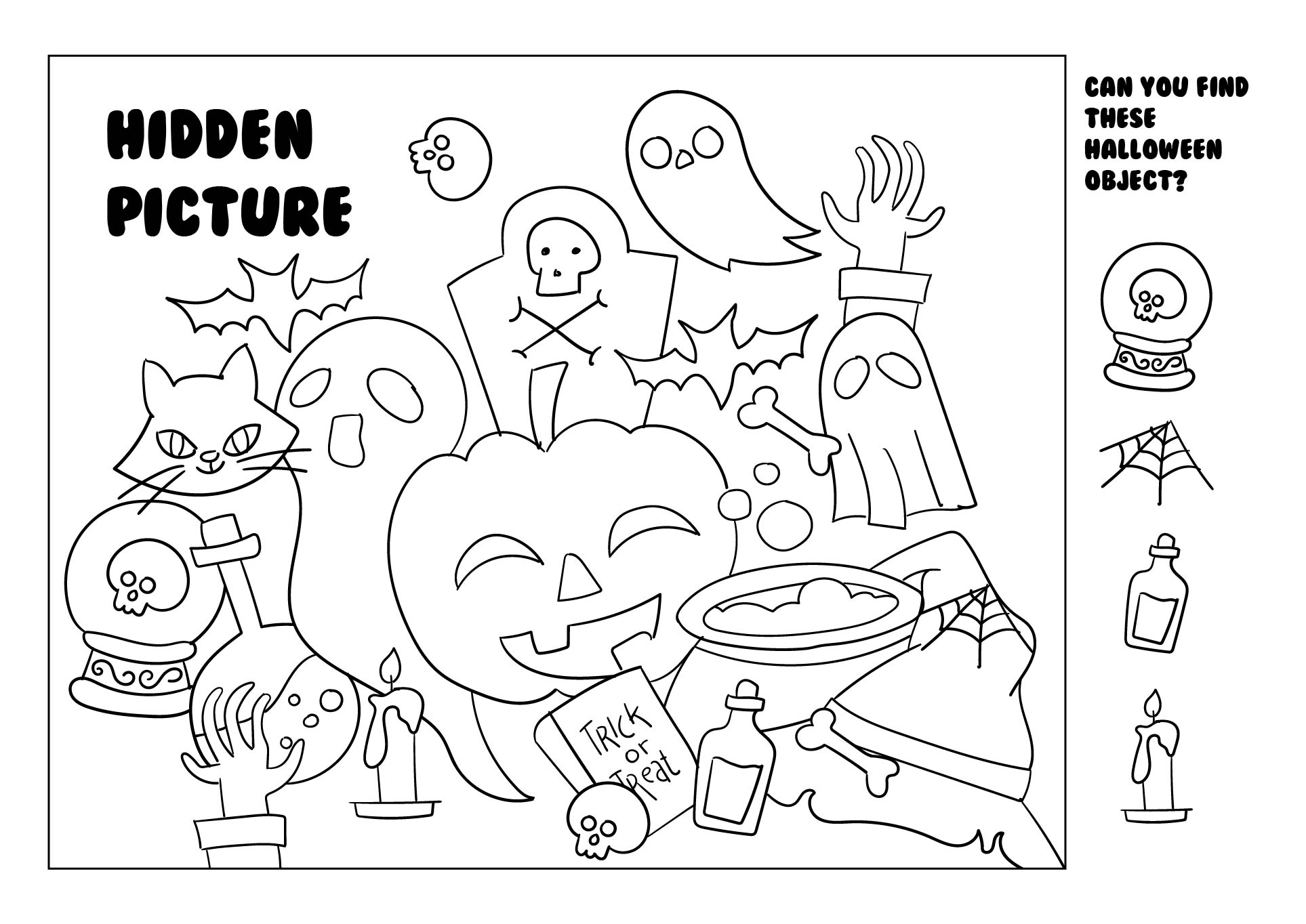 Halloween Hidden Picture Printables To Color