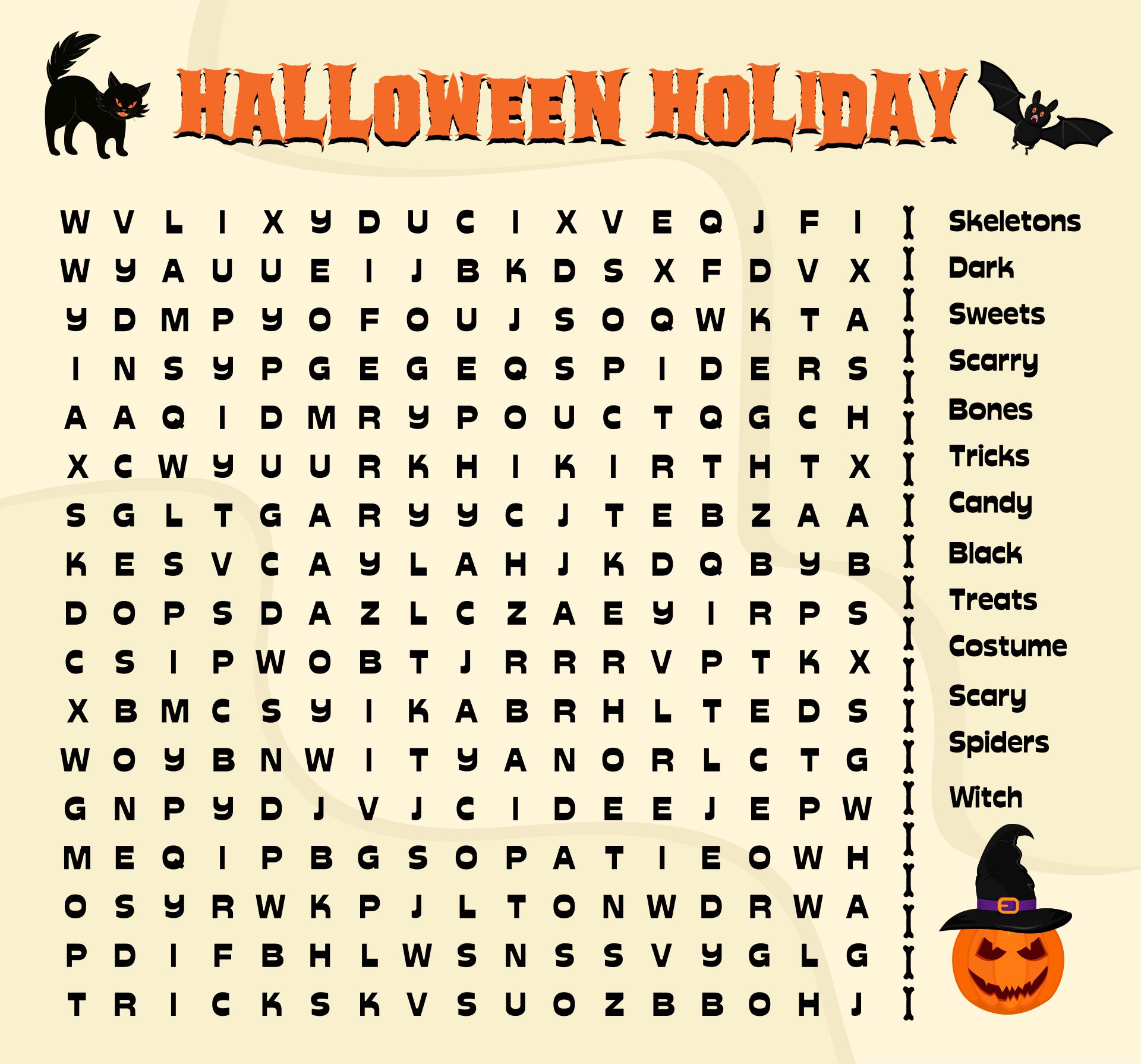 Halloween Holiday Word Search Pages Printable