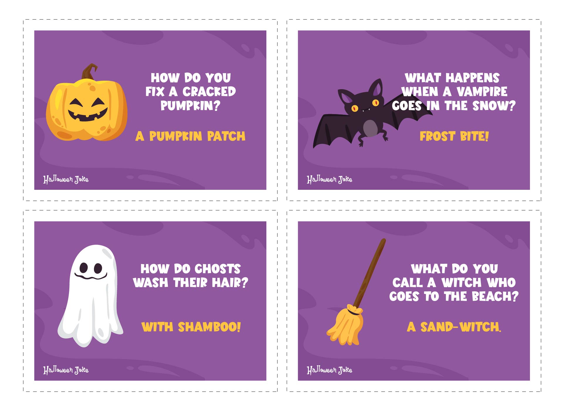 Halloween Jokes For Kids Printable Cards