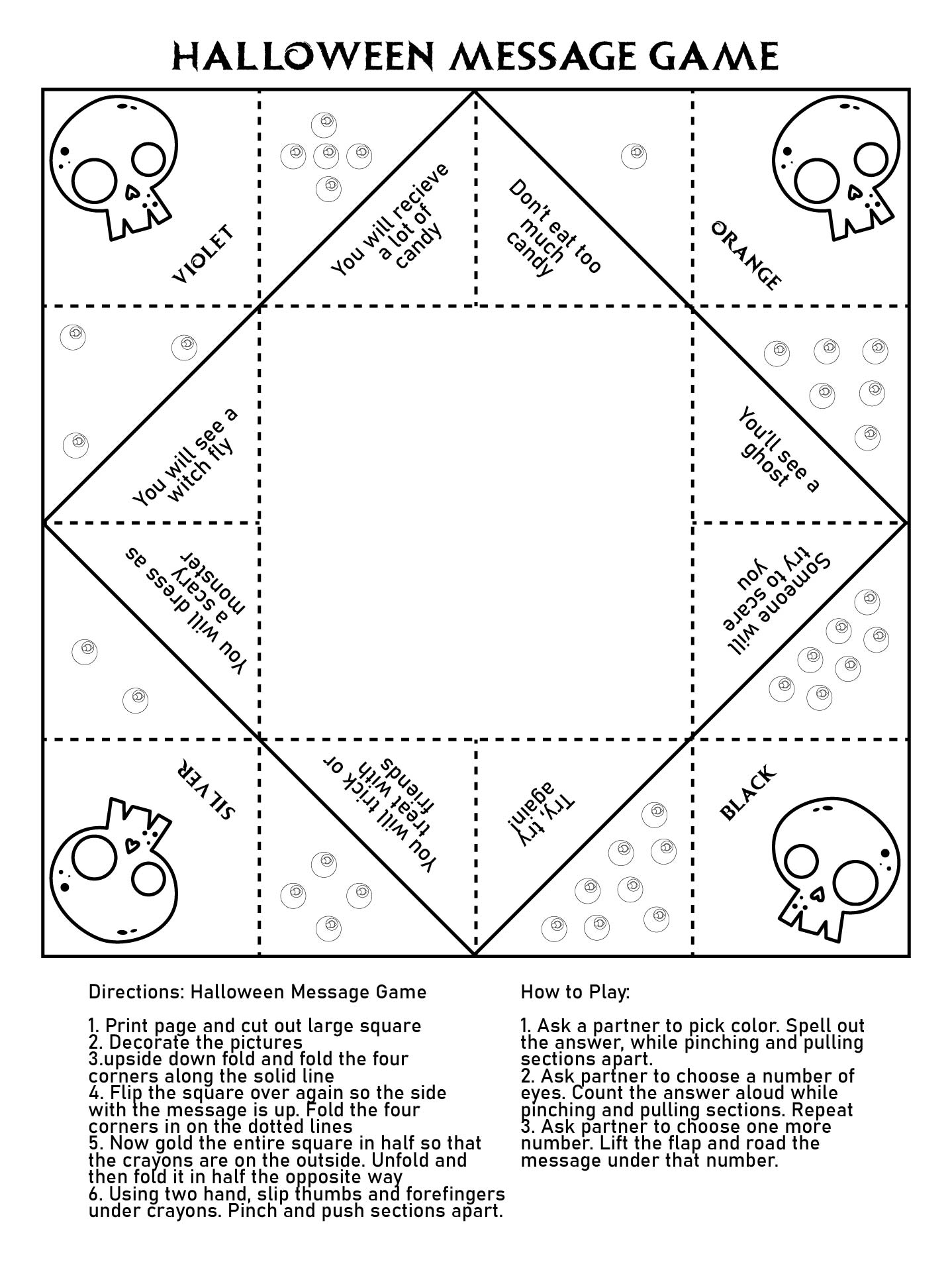 Halloween Message Game Coloring Page Printable