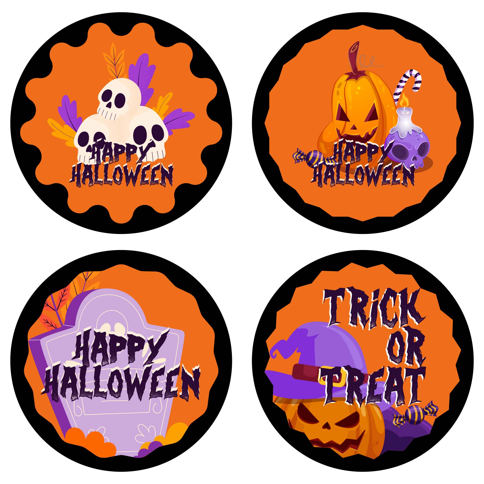 Halloween Party Circles Tags  Printable