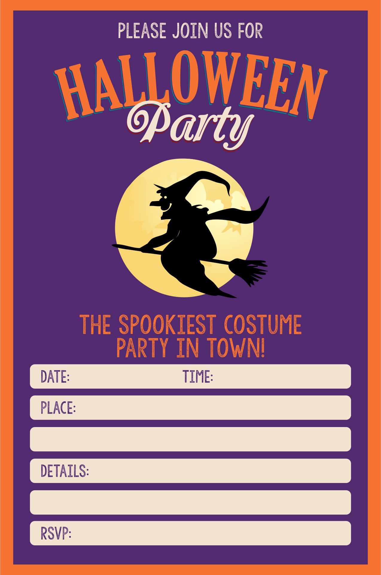 Halloween Party Invitation Cards  For Adults Printable